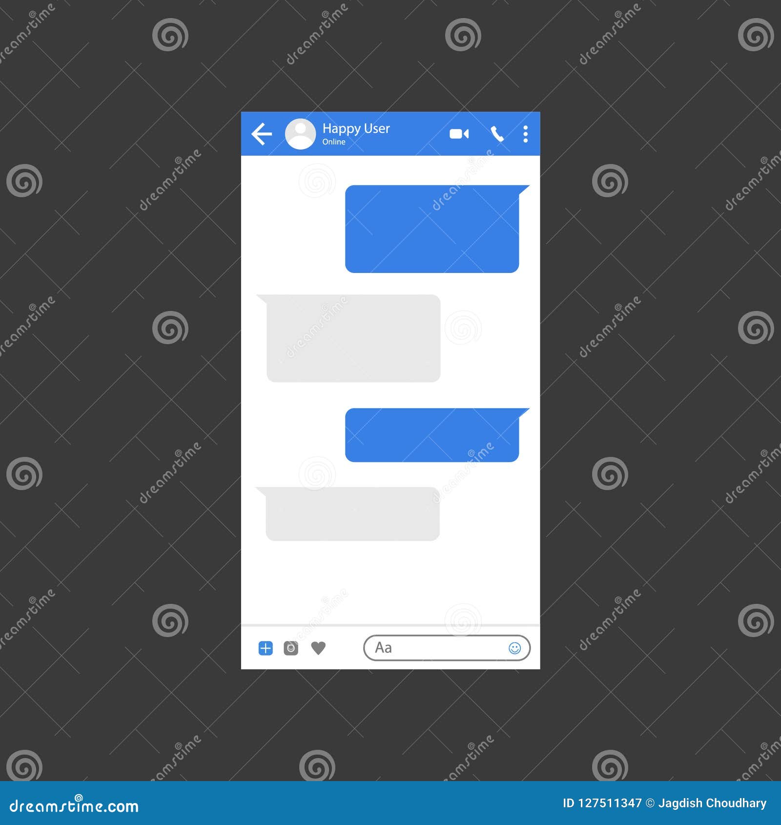 Modern messenger mock up design. Vector Illustration of a messenger app