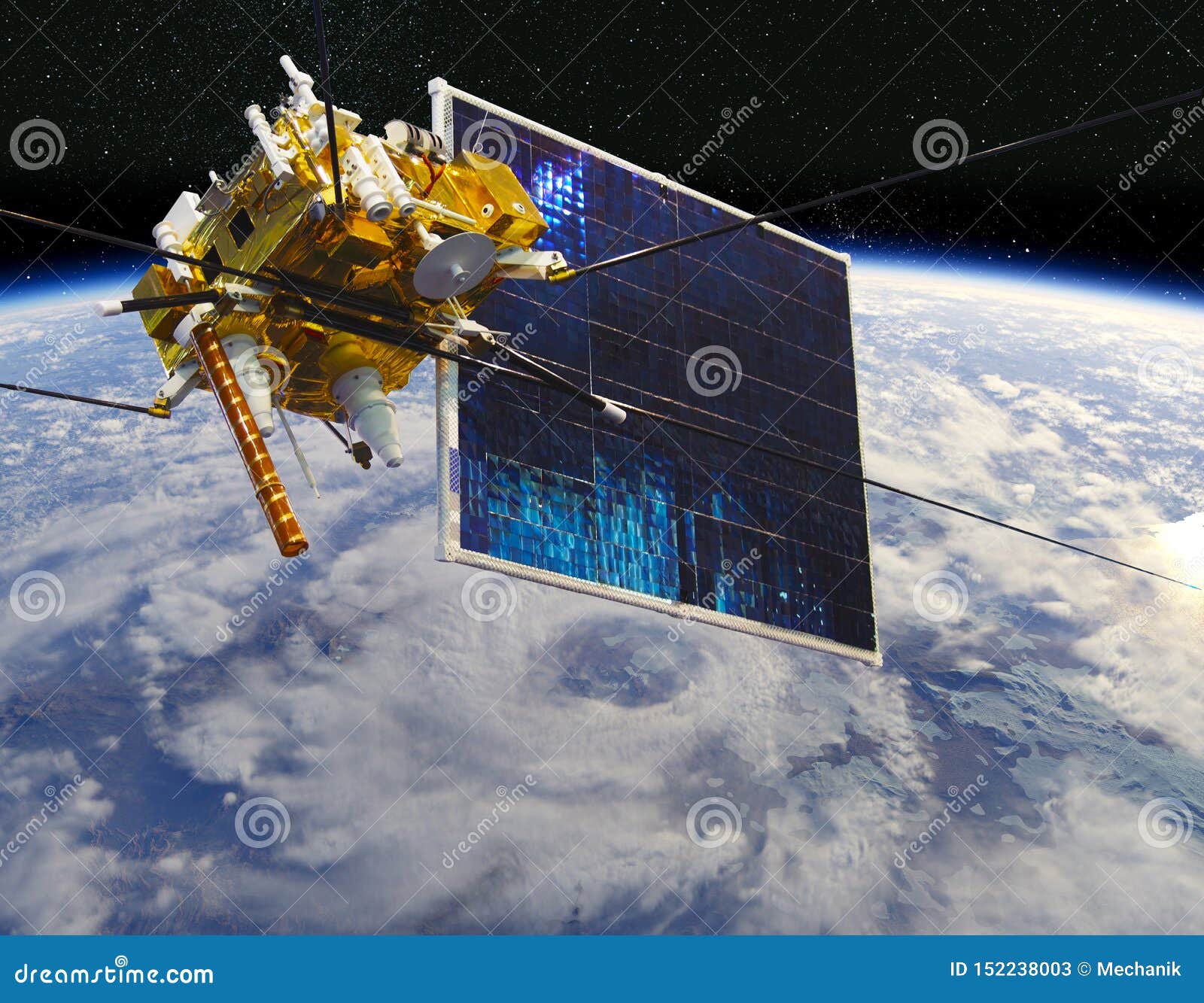 modern meteorological satellite at the earth orbit