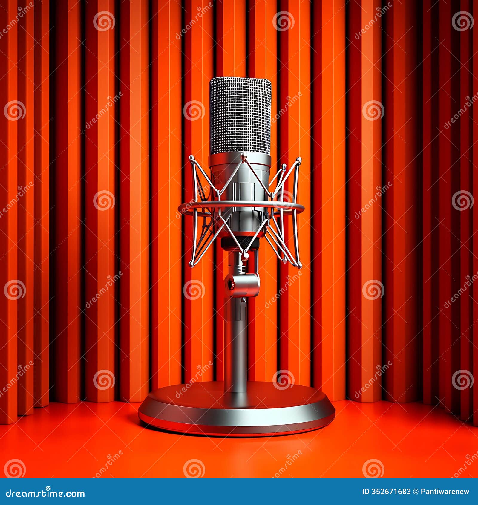 modern microphone in vibrant recording studio setting