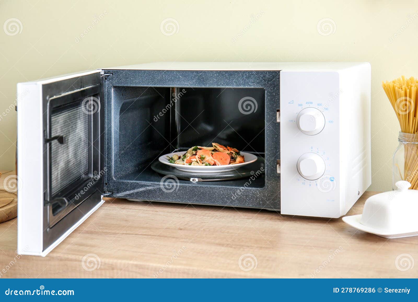 Modern Microwave Oven in Kitchen Stock Photo Image of technology