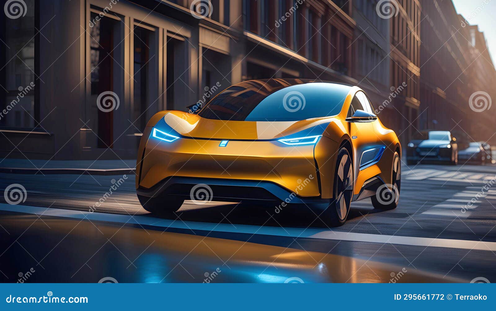 Modern Mini Electric Car on a City Street, Eco-friendly Transport Concept  Stock Image - Image of electric, friendly: 295661593