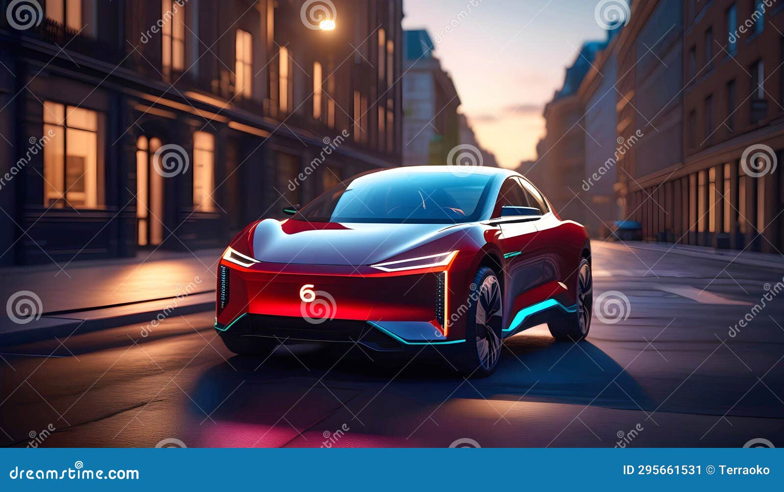 Modern Mini Electric Car on a City Street, Eco-friendly Transport Concept  Stock Image - Image of printing, exhibition: 295661531