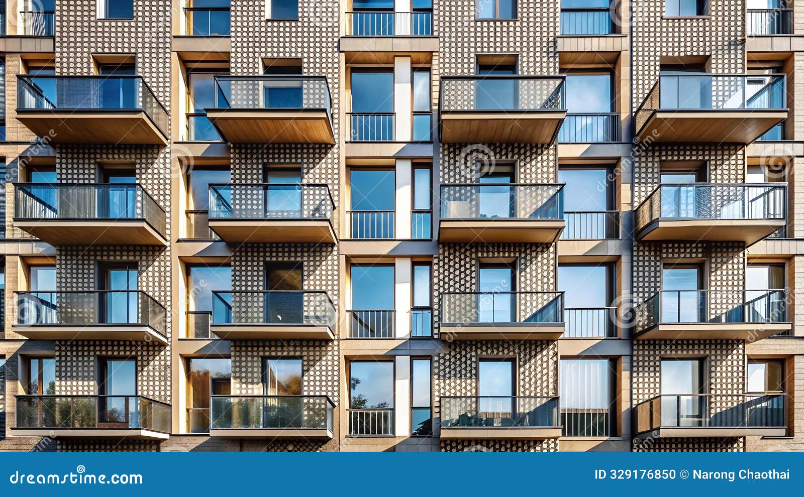 Modern Minimalist Apartment Building Facade with Geometric Patterns