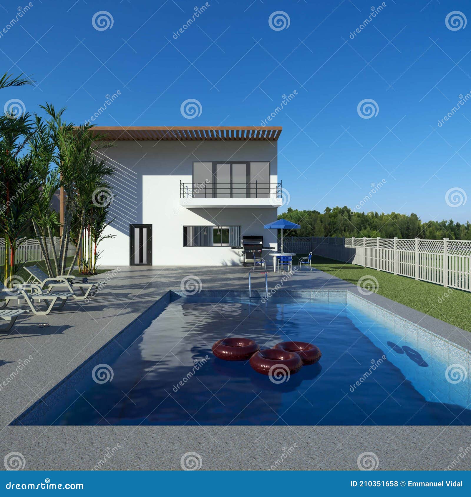 modern minimalist house exterior pool 3 3d rendering 3d  3d model