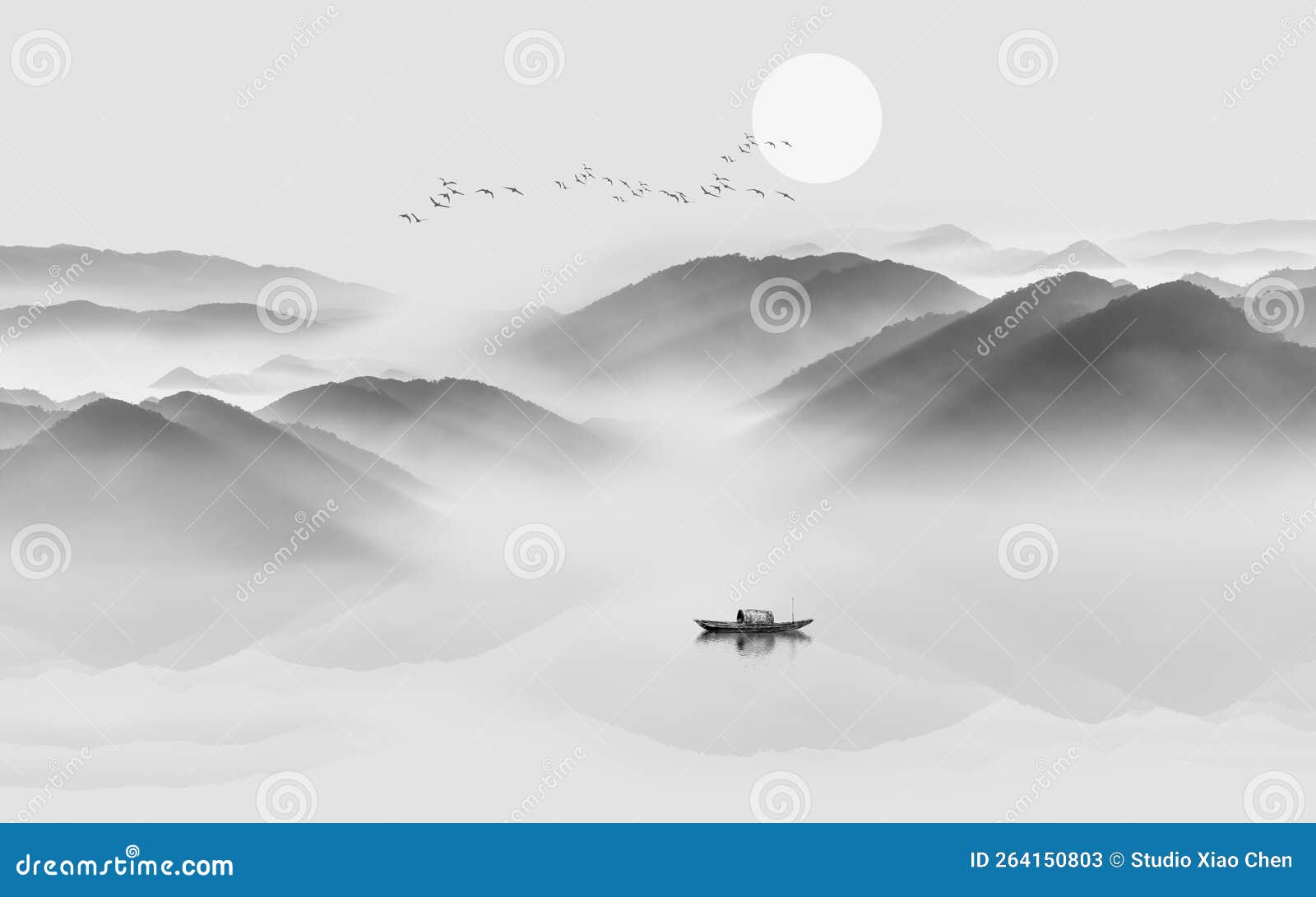 Modern Minimalist Landscape Landscape, Chinese Abstract Art Background