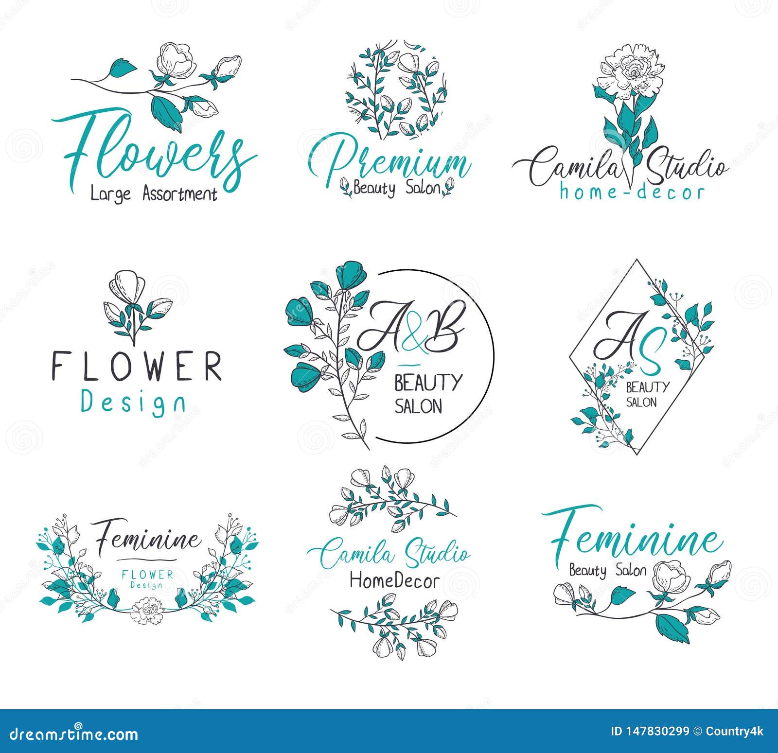 Modern, wedding, monogram, flower, logo design, Floral templates