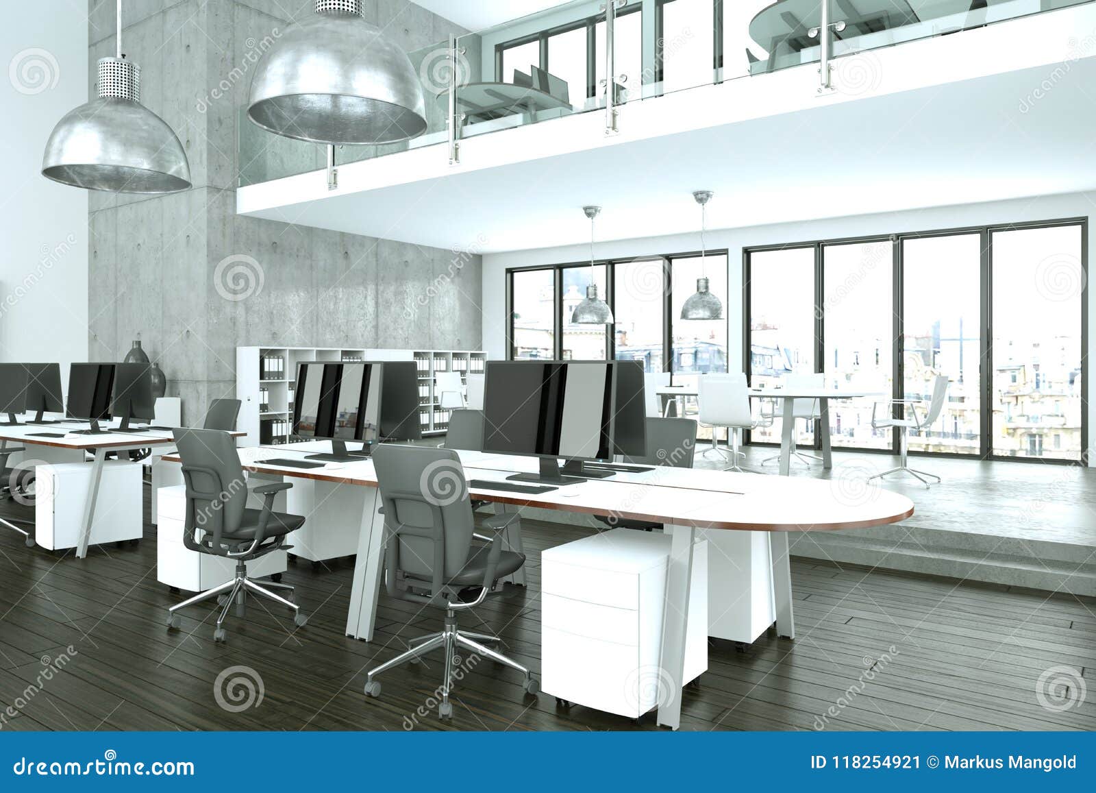 Modern Minimalistic Office Interior Design 3d Rendering