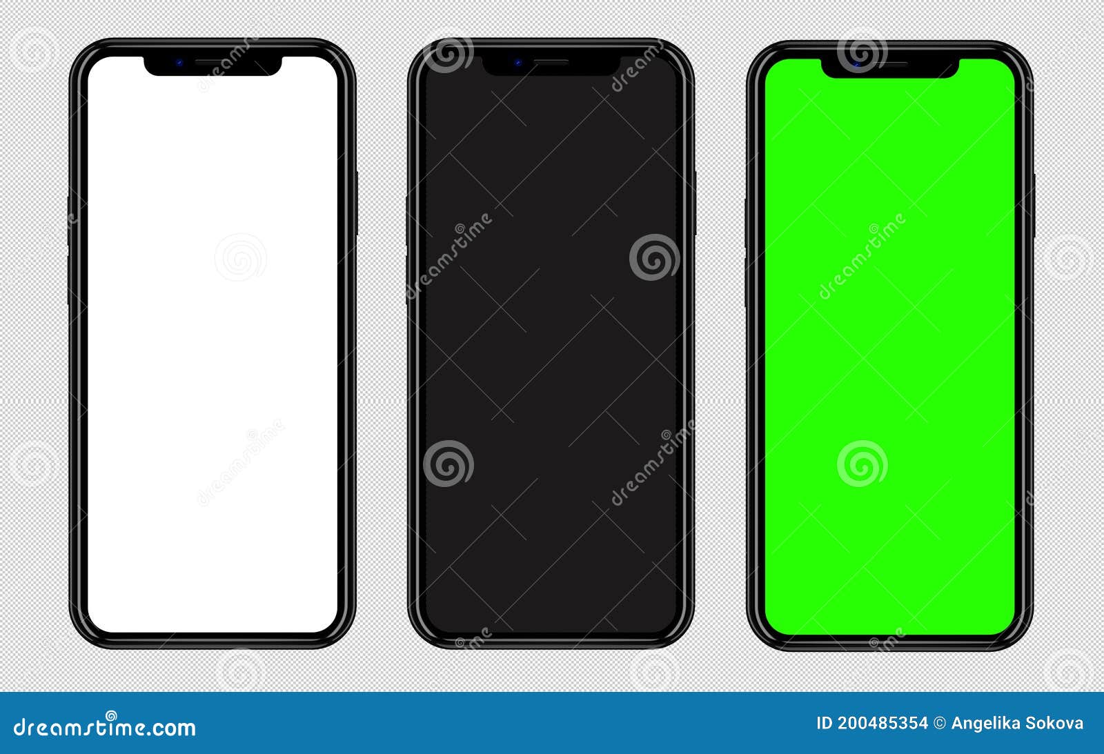 Modern Mobile Phone Black, White and Green Screen Design on ...