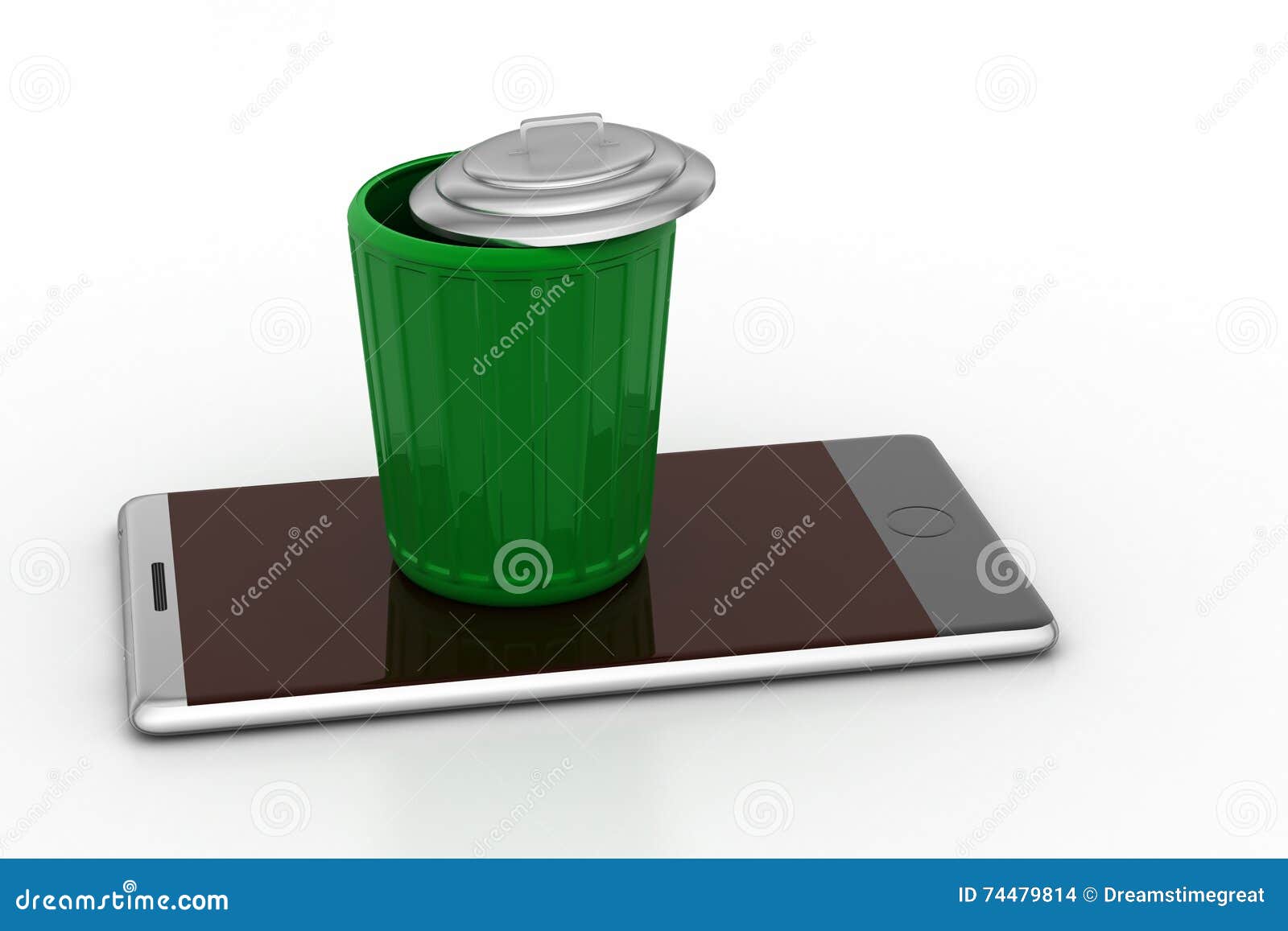 Modern Mobile Phone In Recycle Bin Stock Illustration Illustration of