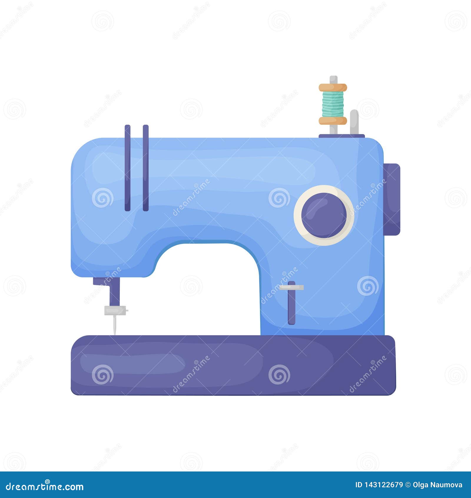 Download Modern Model Of Sewing Machine In Blue Color Isolated On White Background Stock Vector ...