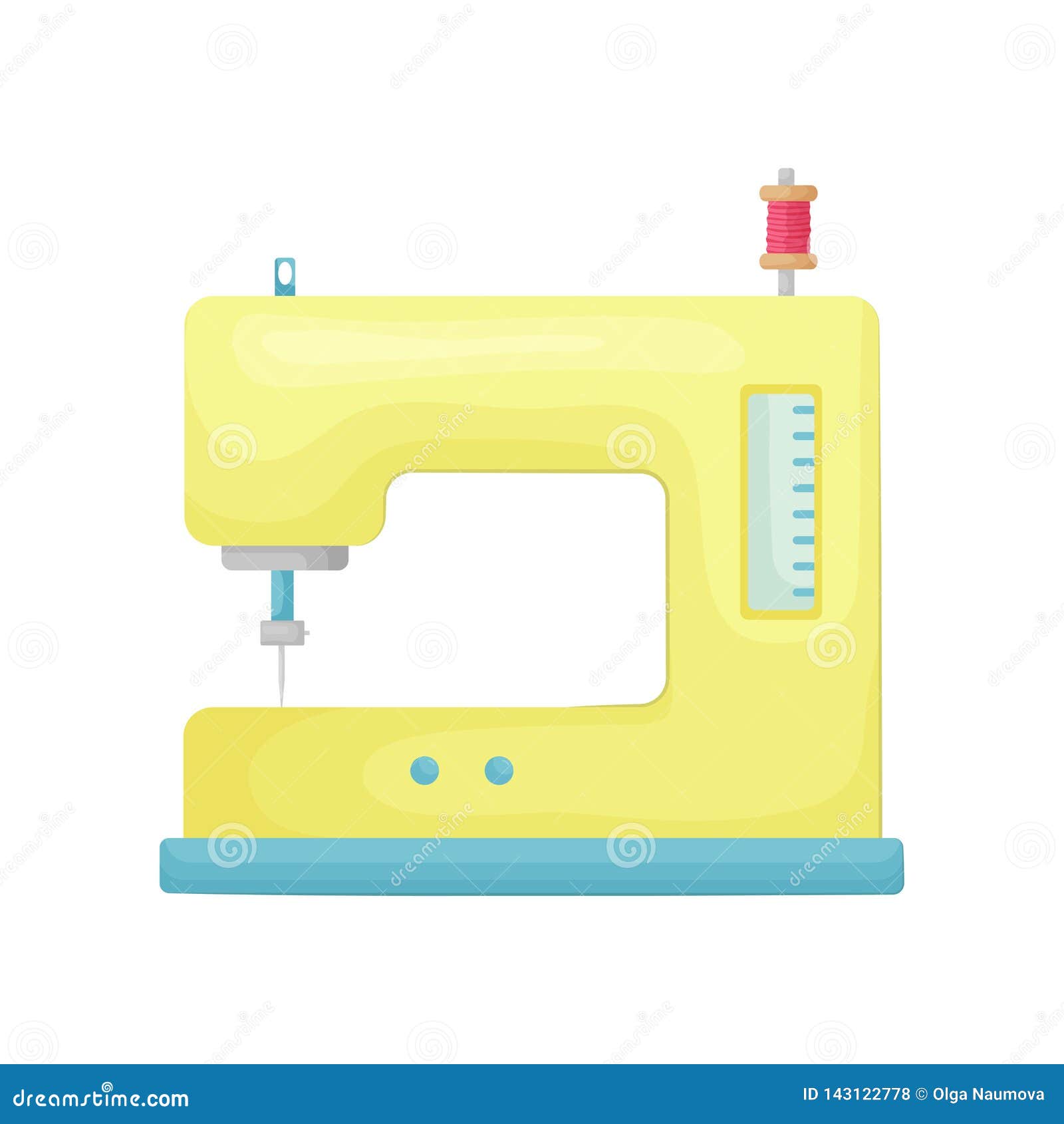 Download Modern Model Of Sewing Machine In Yellow Color Isolated On White Background Stock Vector ...