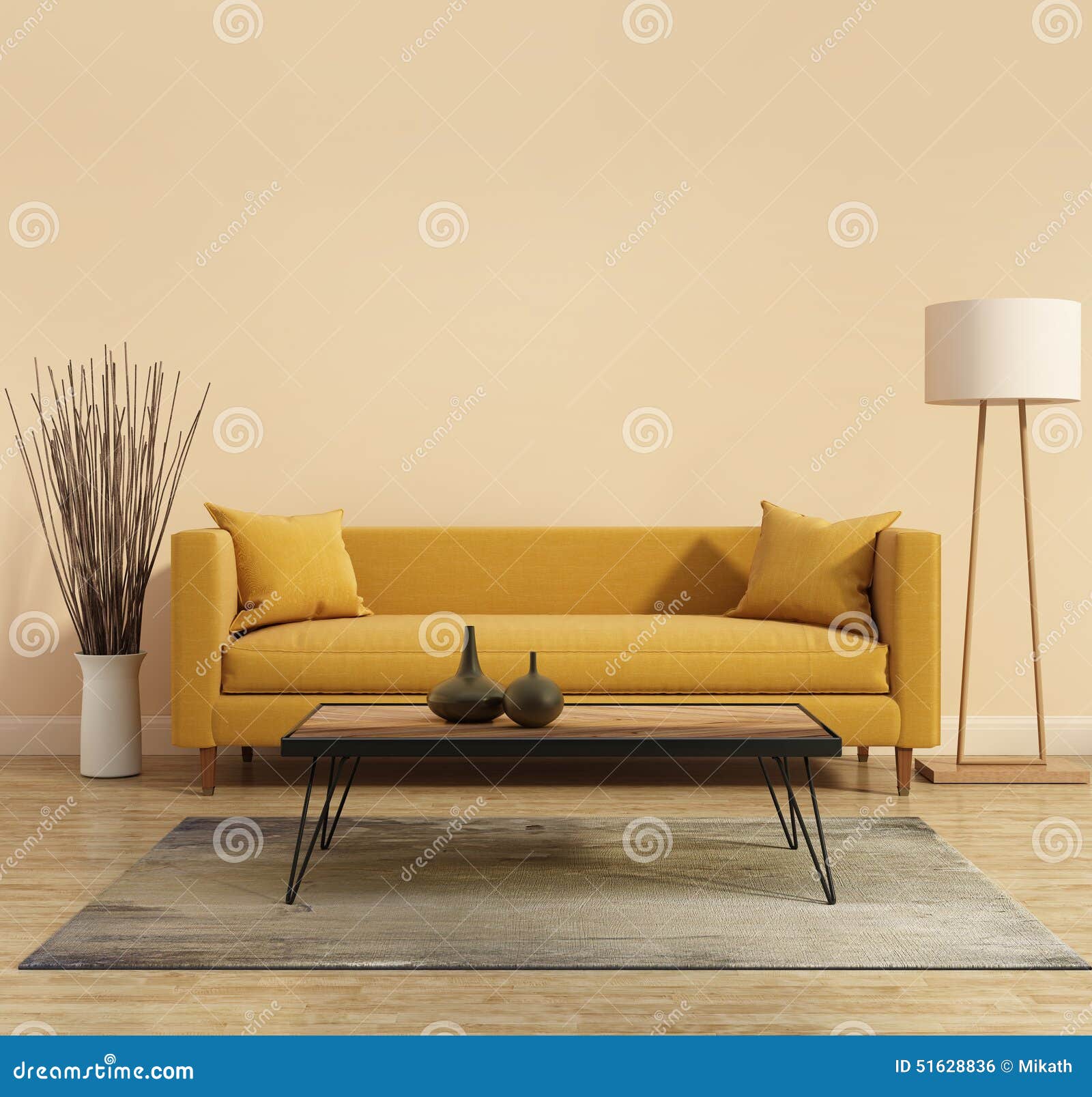 Modern Modern Interior With A Yellow Sofa In The Living Room With Modern Modern Interior With A Yellow Sofa In The Living Room With