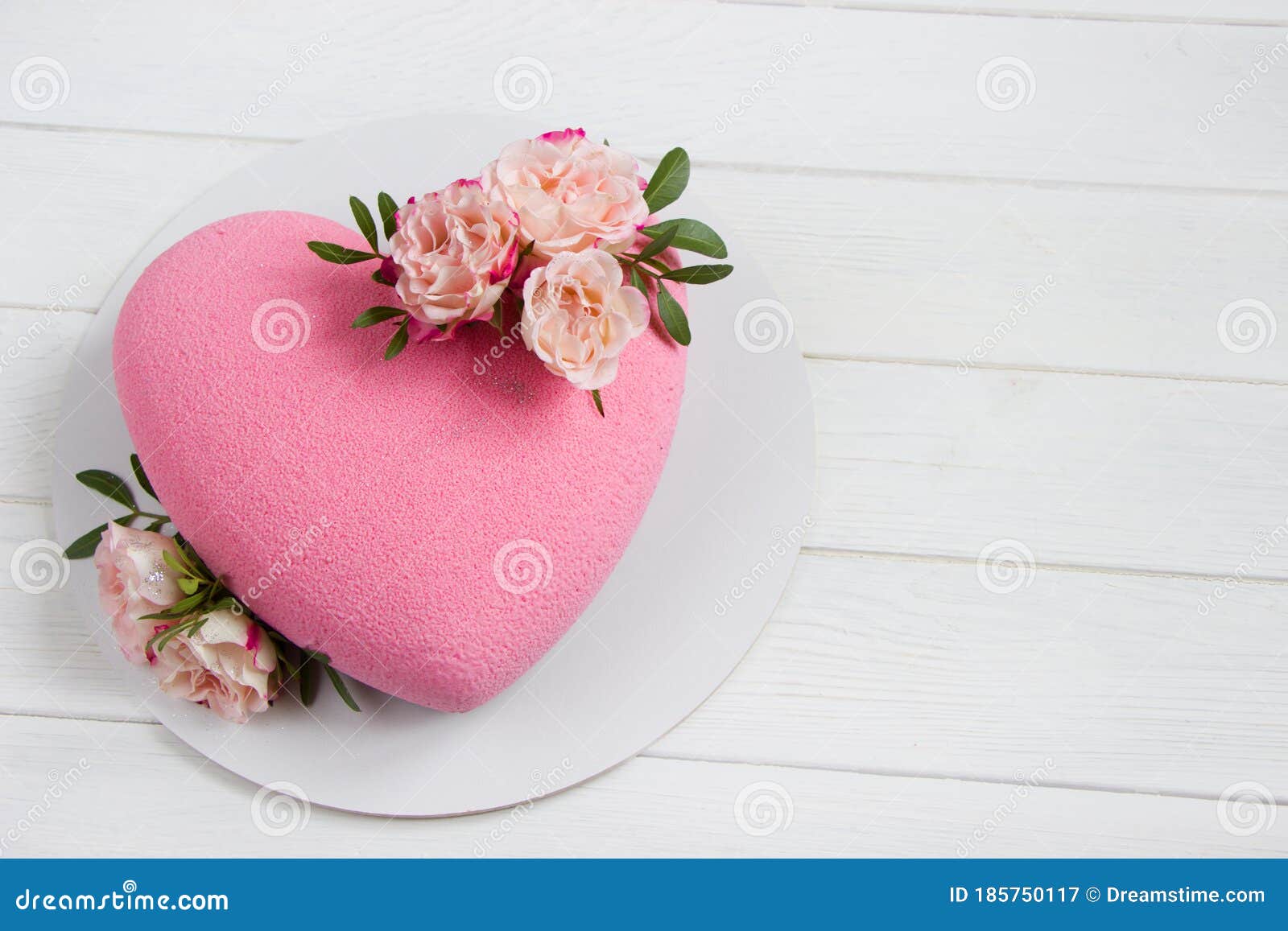 Modern Mousse Cake .Heart Shape Cake Covered with Pink Chocolate ...
