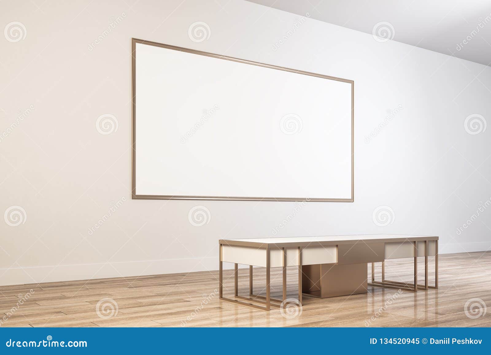 Modern Museum With Empty Frame Stock Illustration