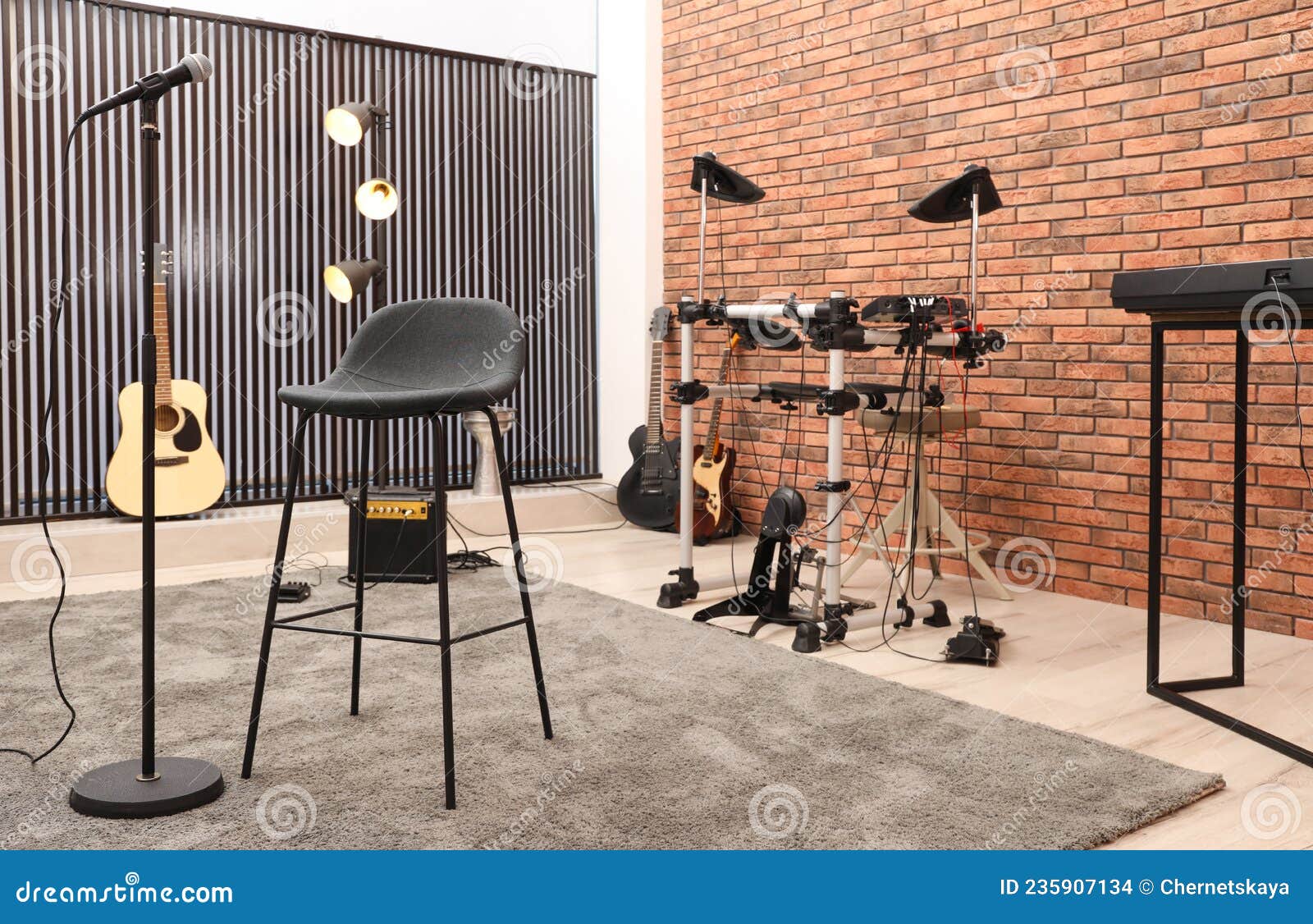 Modern Music Studio Interior with Different Electronic Instruments Stock  Photo - Image of audio, equipment: 235907134