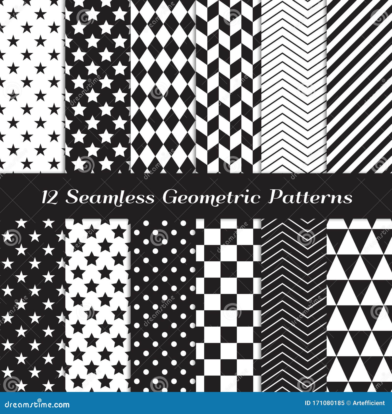 black and white geometric seamless  patterns