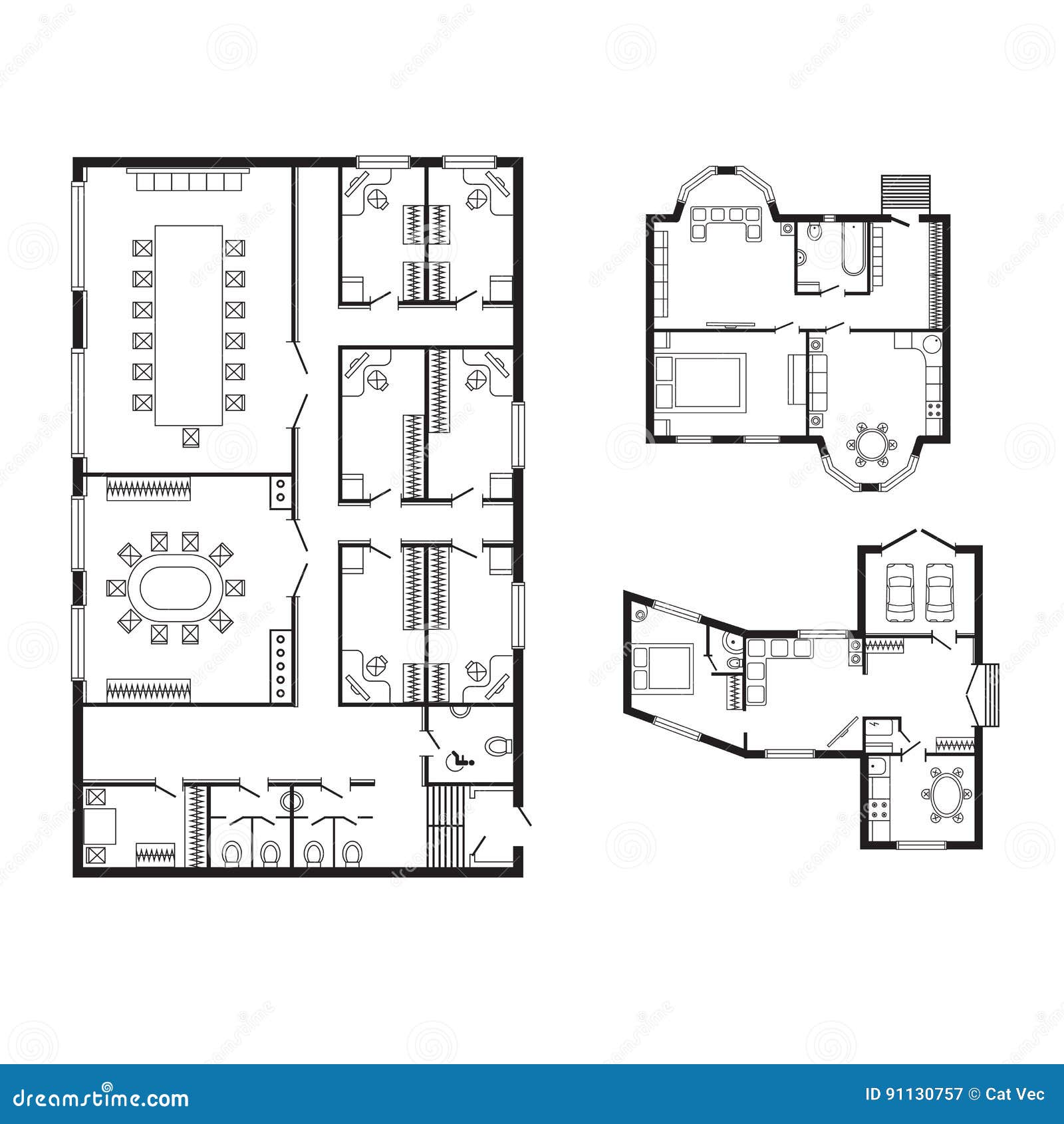 Modern Office Architectural Plan Interior Furniture And