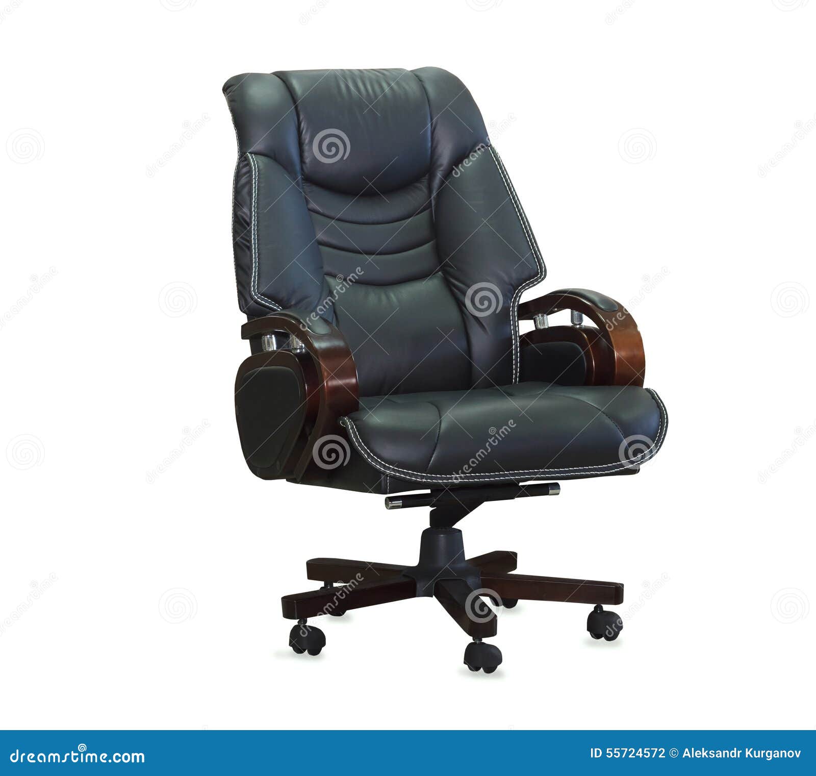 Modern Office Chair from Black Leather Stock Photo Image of hand
