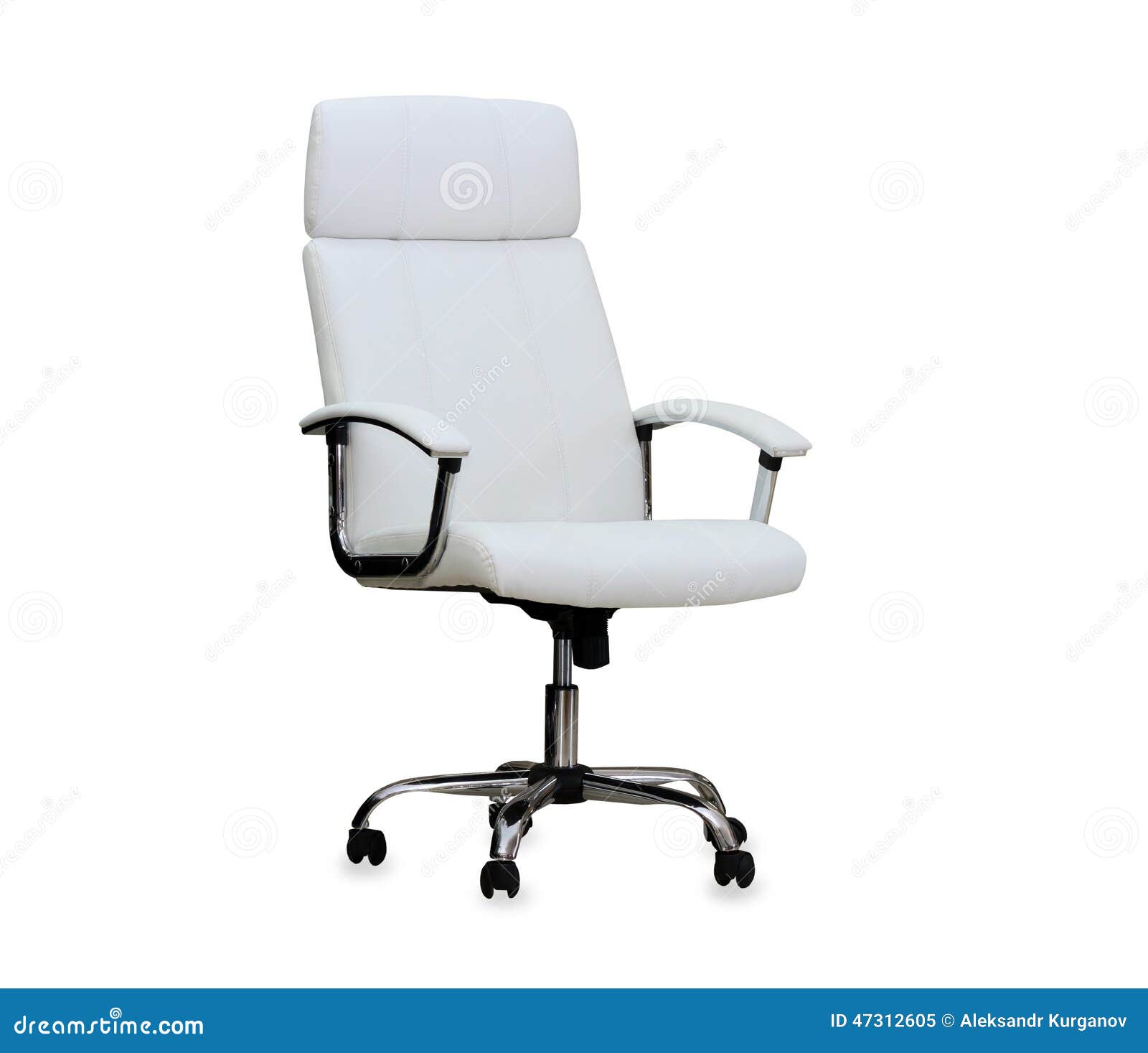 Modern Office Chair from White Leather. Stock Image - Image of black ...