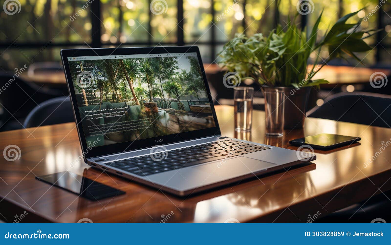 Modern Office with Computer, Laptop, Desk, Chair, and Wireless