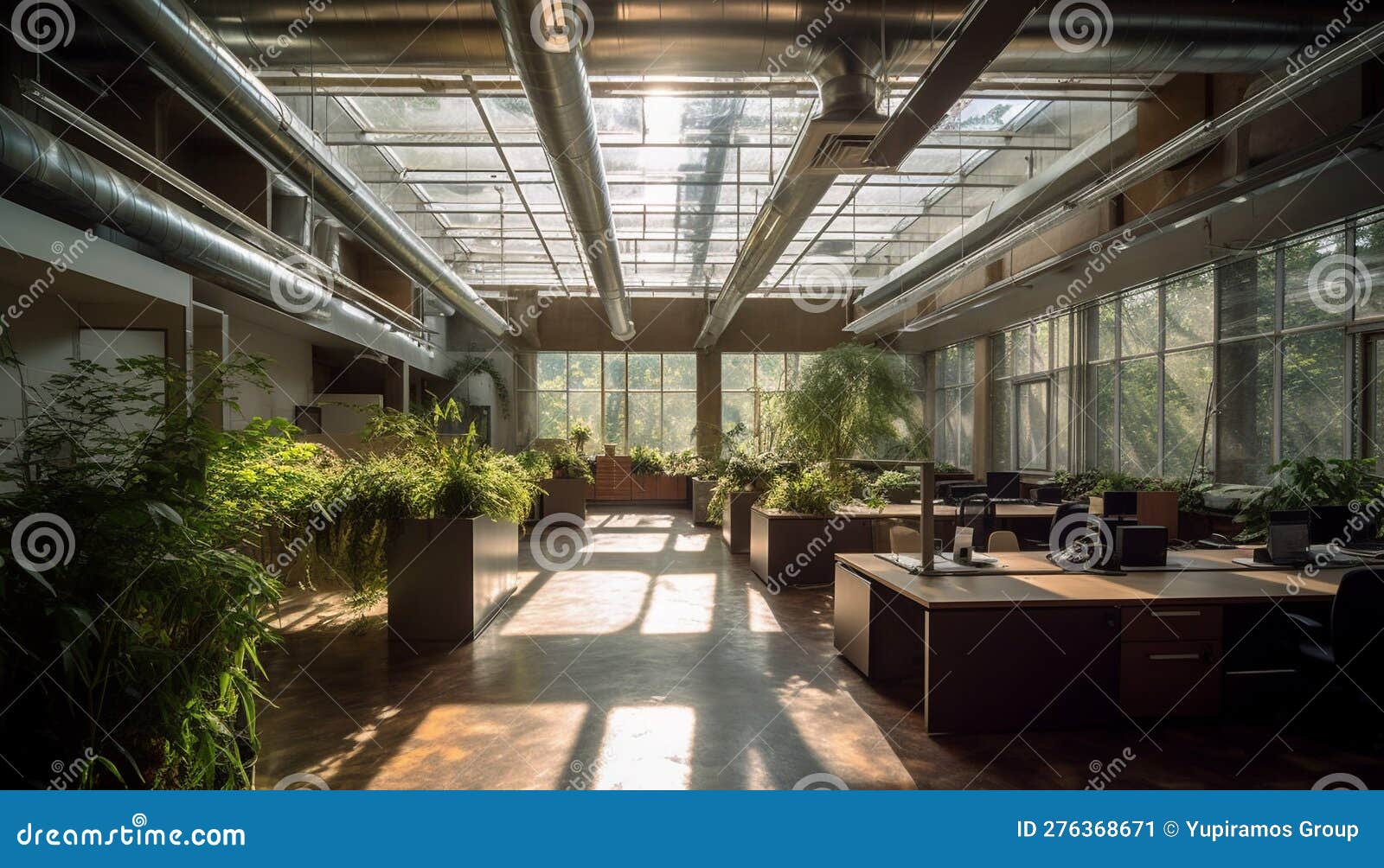 Modern Office Design with Glass Walls and Technology Generated by AI