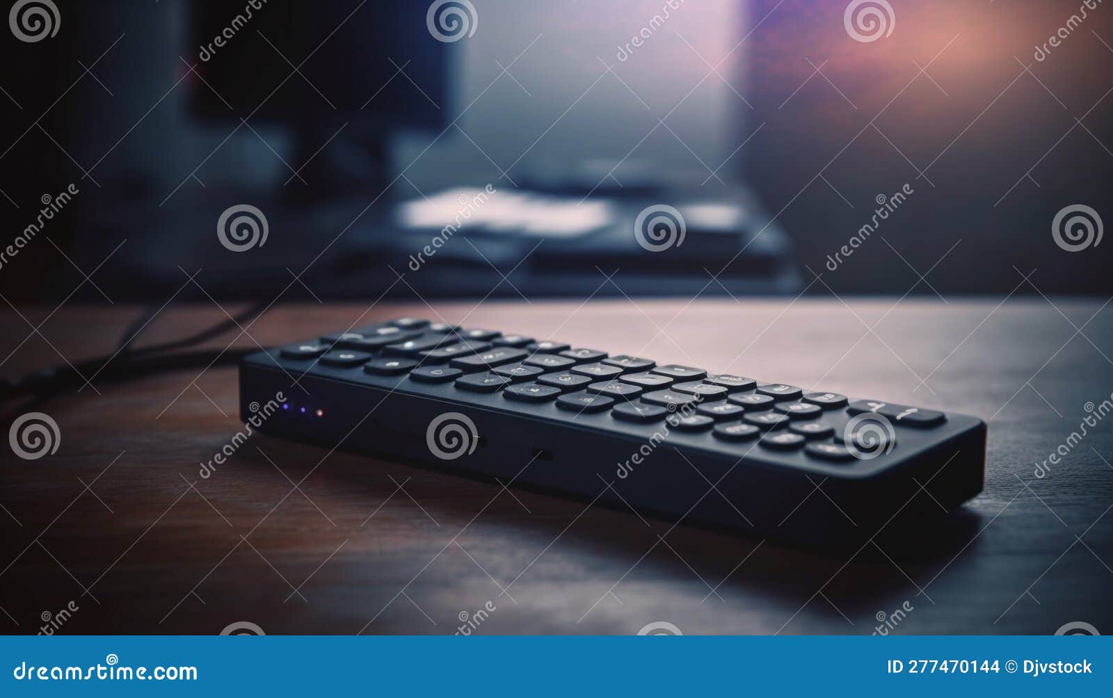 Modern Office Desk with Computer Equipment Illuminated Generated by AI