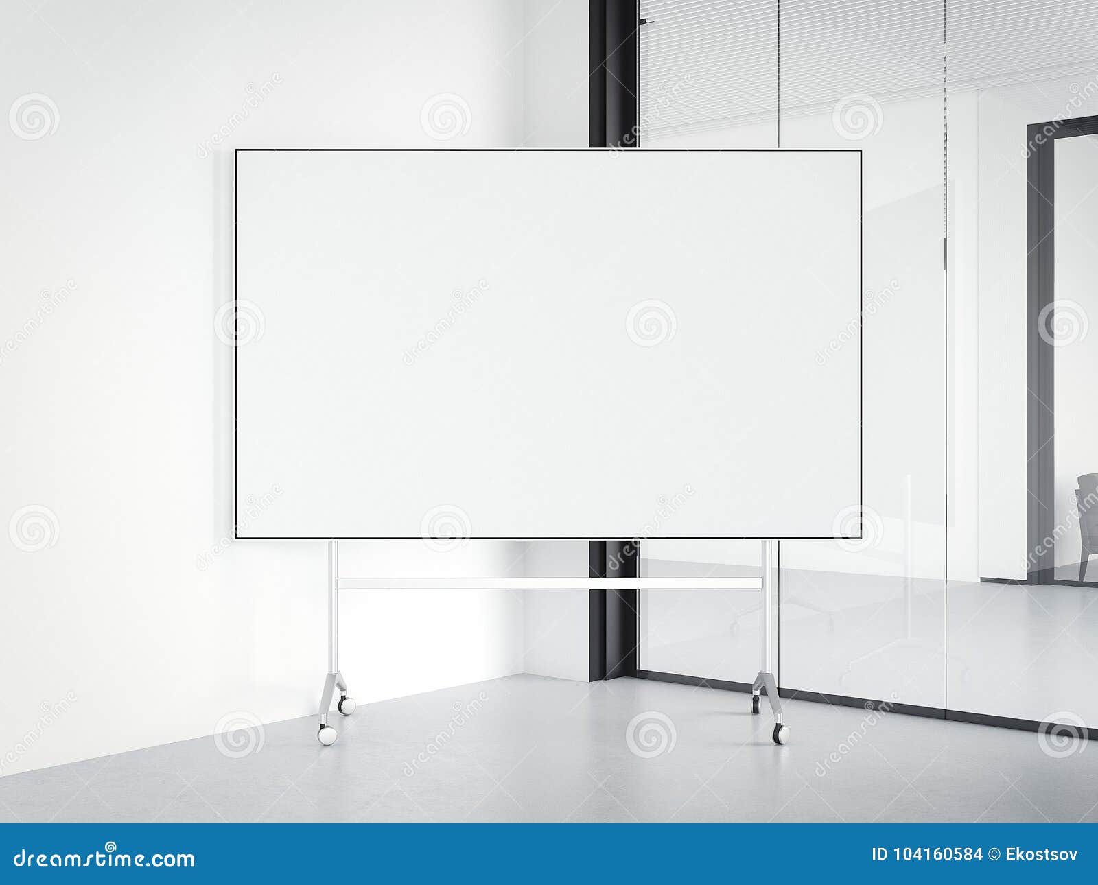 Modern Office Interior with Whiteboard. 3d Rendering Stock Illustration