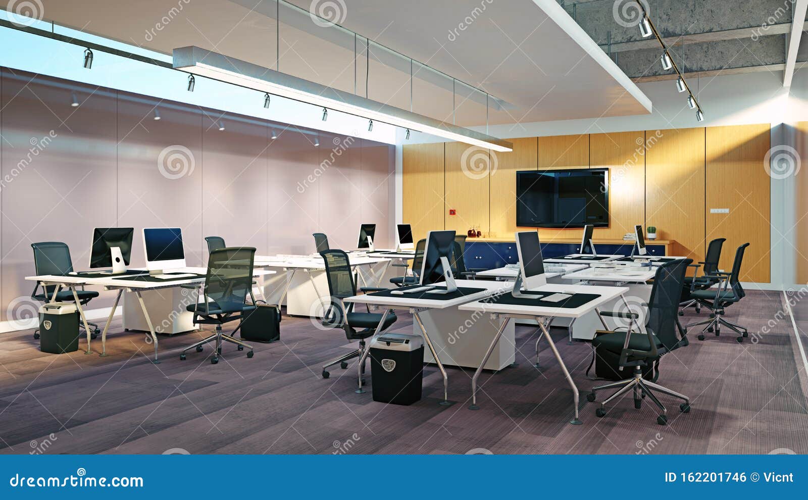 Modern Office Interior Design Stock Illustration - Illustration of indoors,  empty: 162201746