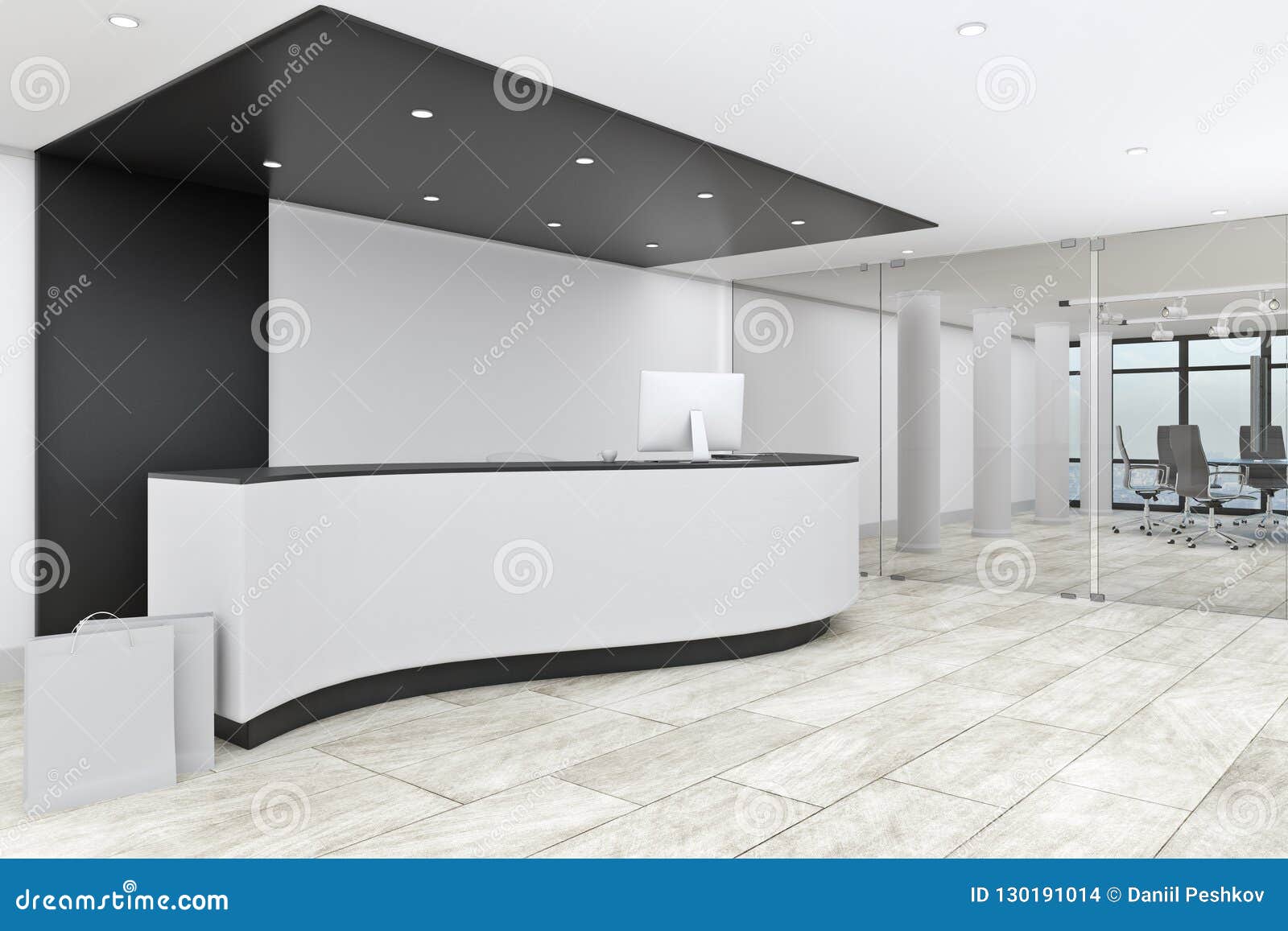 Modern office lobby stock illustration. Illustration of corporate -  130191014