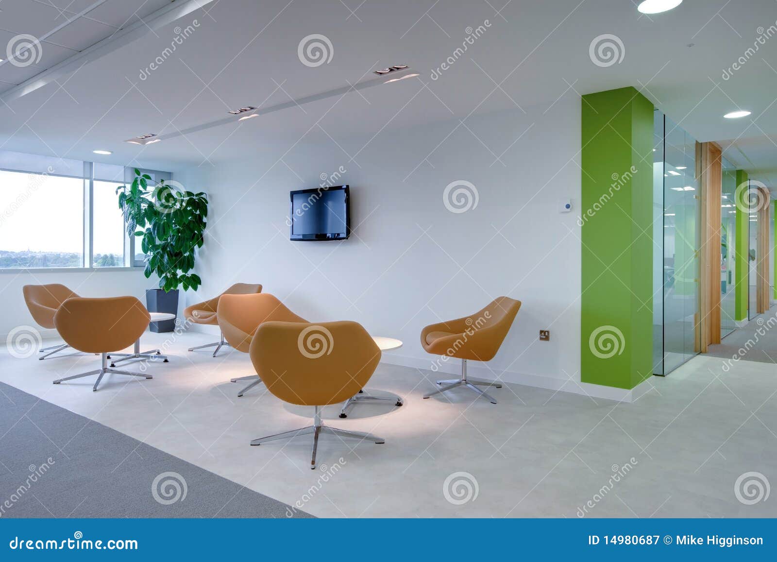 Modern Office Reception Area Stock Image Image Of Orange Simple