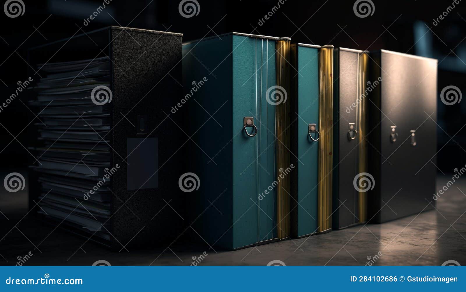 Modern Office Stores Data in Secure Generated by AI Stock