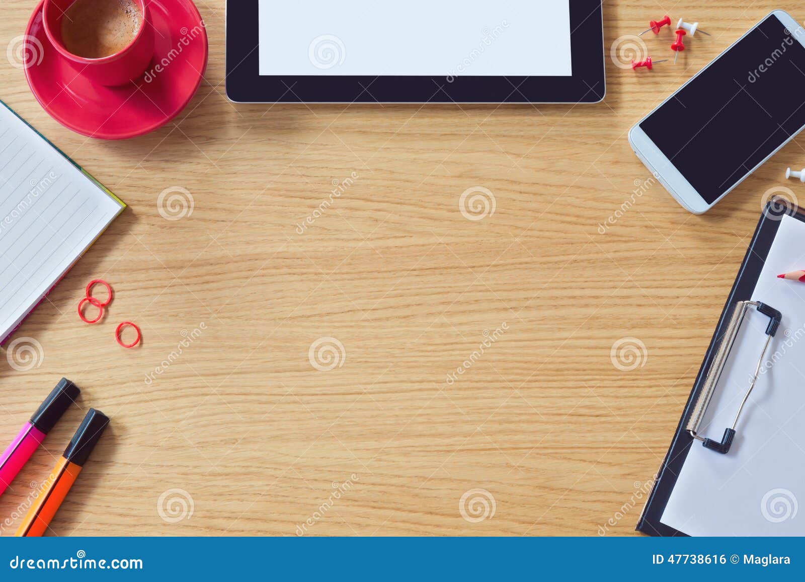 Modern Office Table Background With Table, Smart Phone 