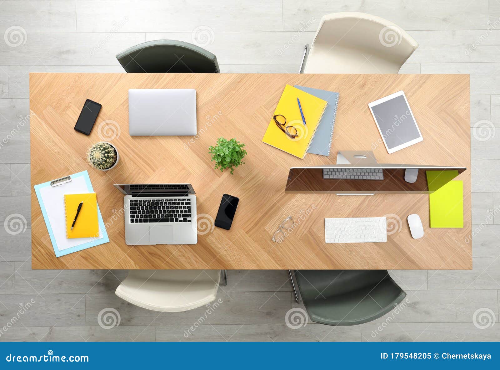 Modern Office Table With Devices And Chairs Stock Image Image Of