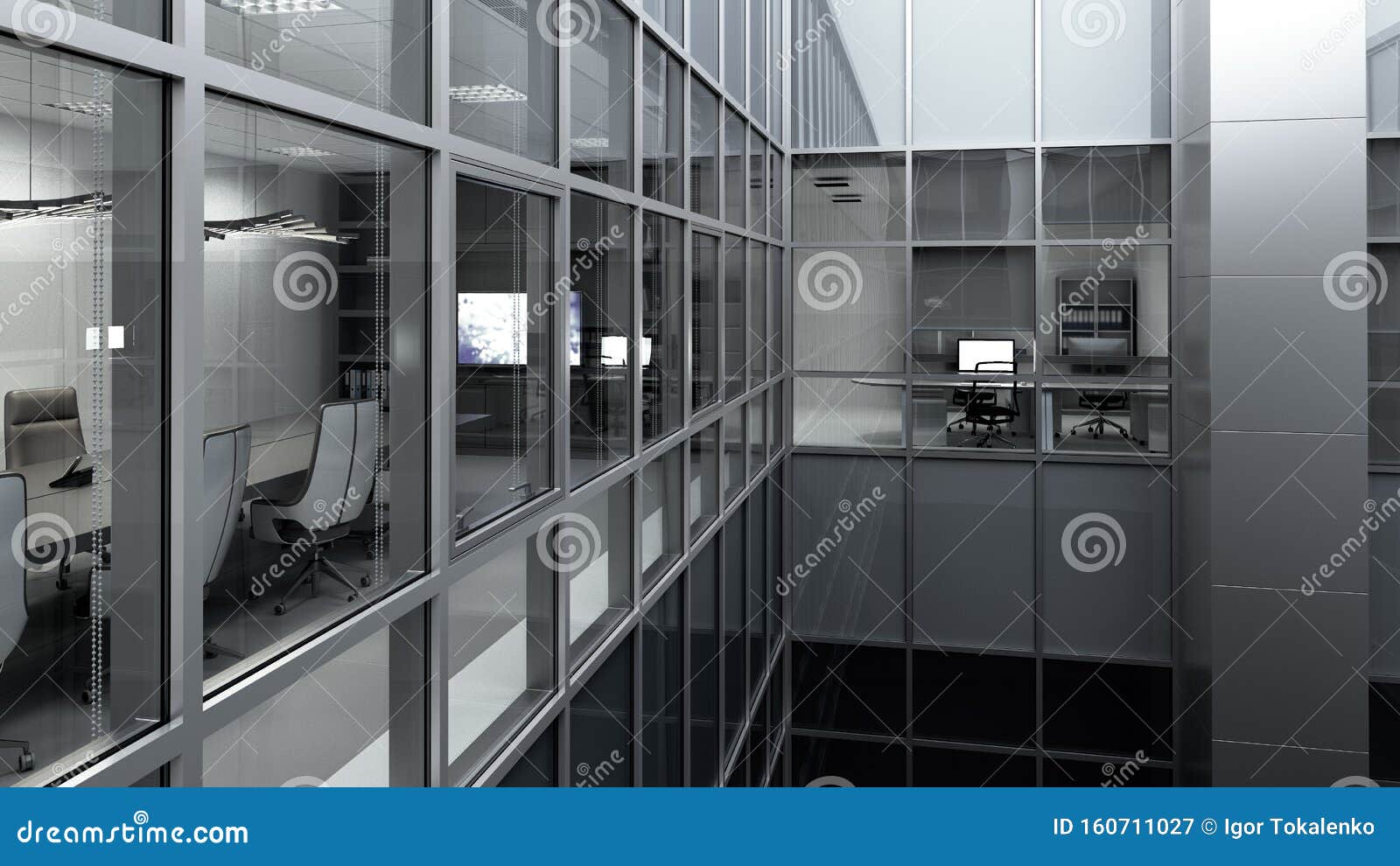 Office Top View. Furniture Realistic Tables Wardrobe Chairs Armchairs Business Office Interior