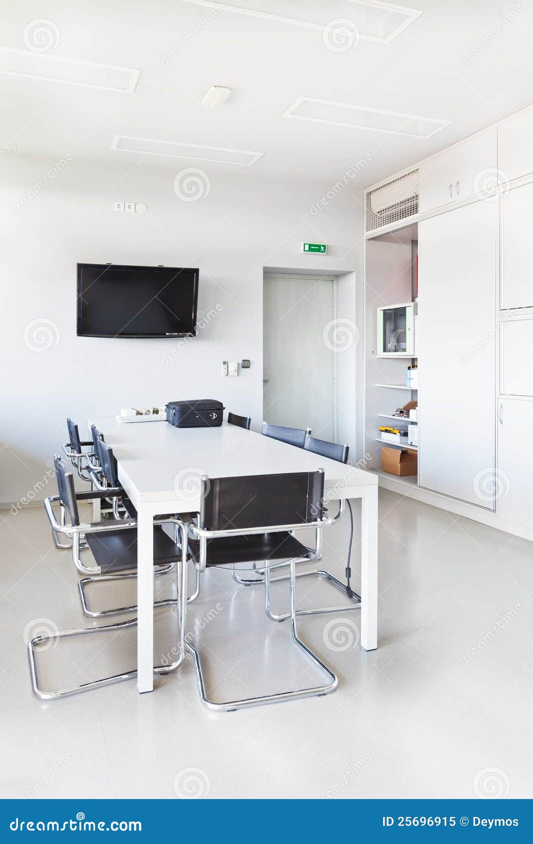 Modern Office with White Furniture Stock Image Image of glass, empty