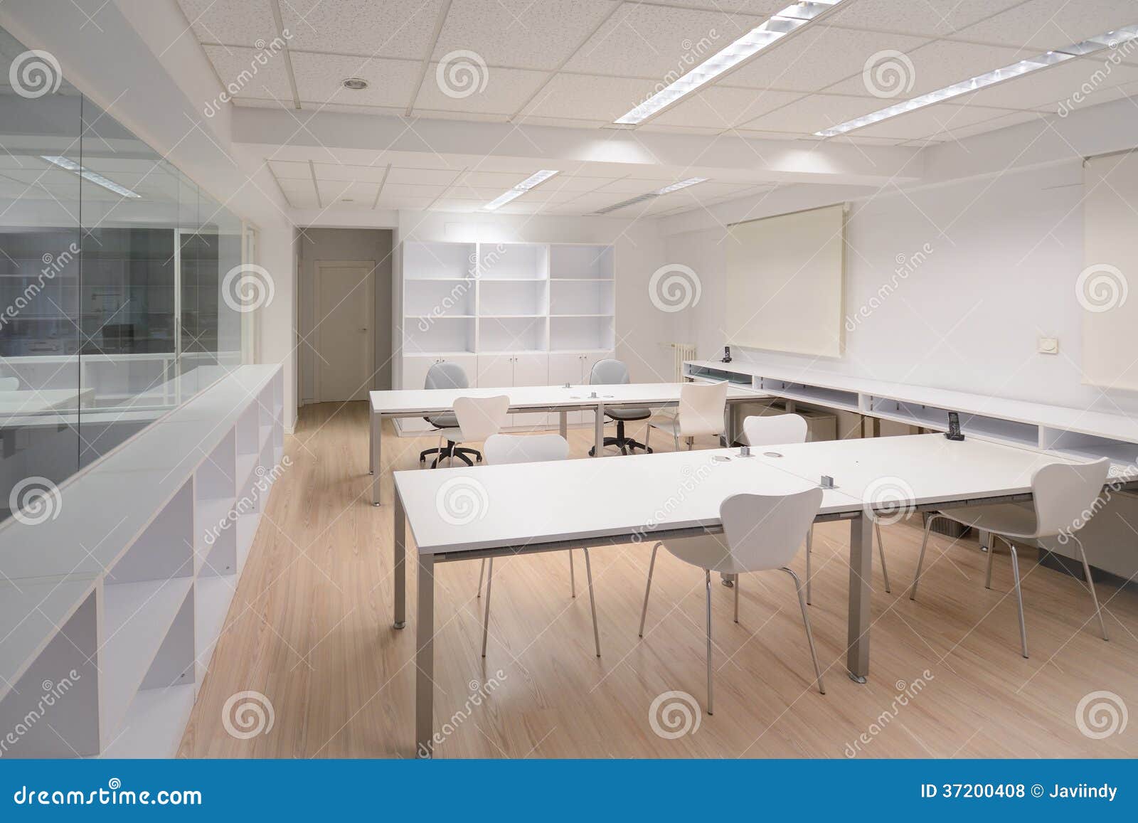 Modern Office with White Furniture Stock Photo Image of decor