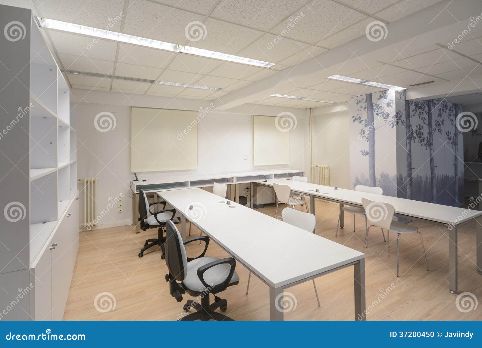 Modern Office with White Furniture Stock Photo Image of wall