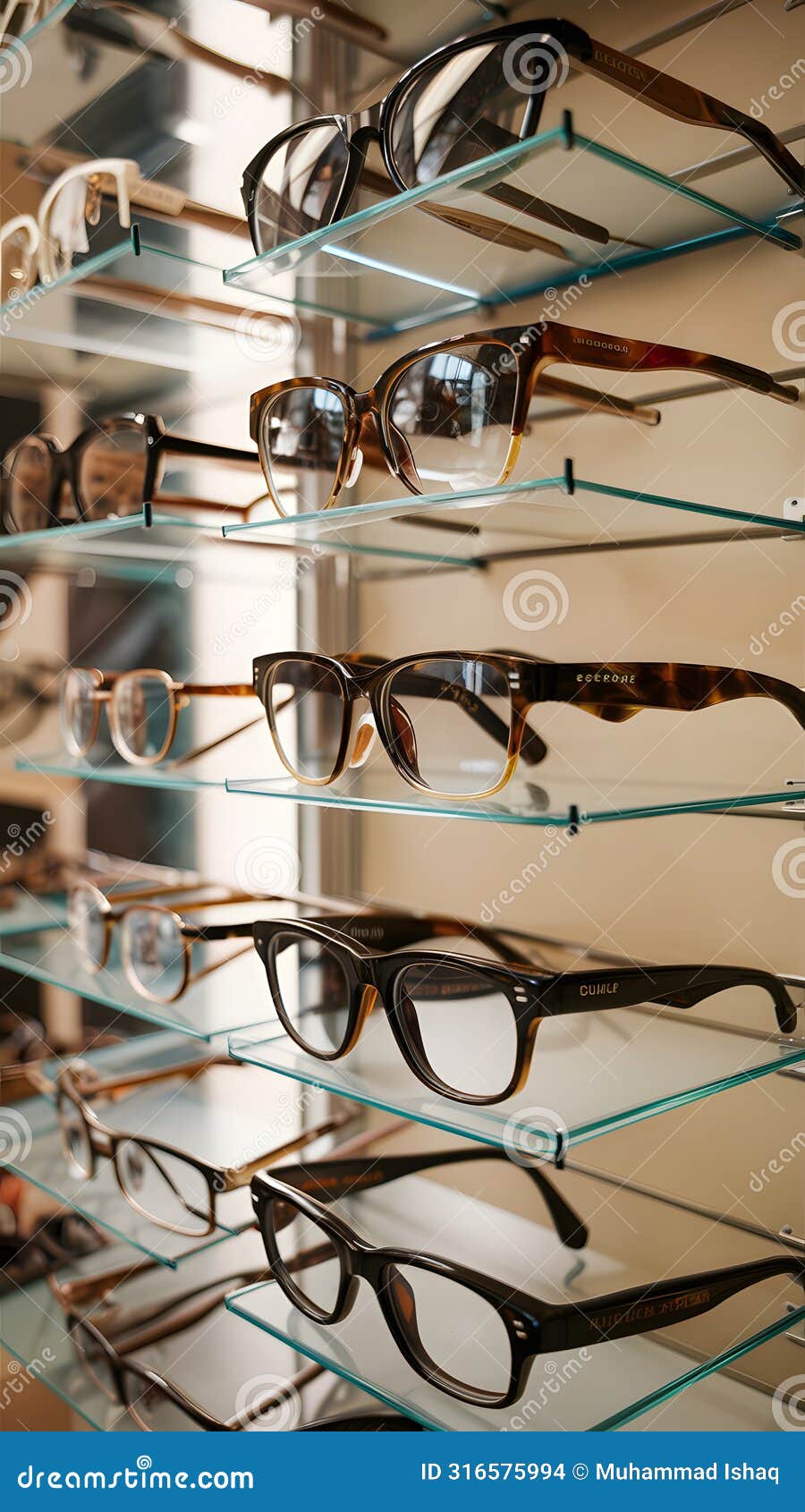 modern ophthalmic store showcases variety of spectacles in closeup