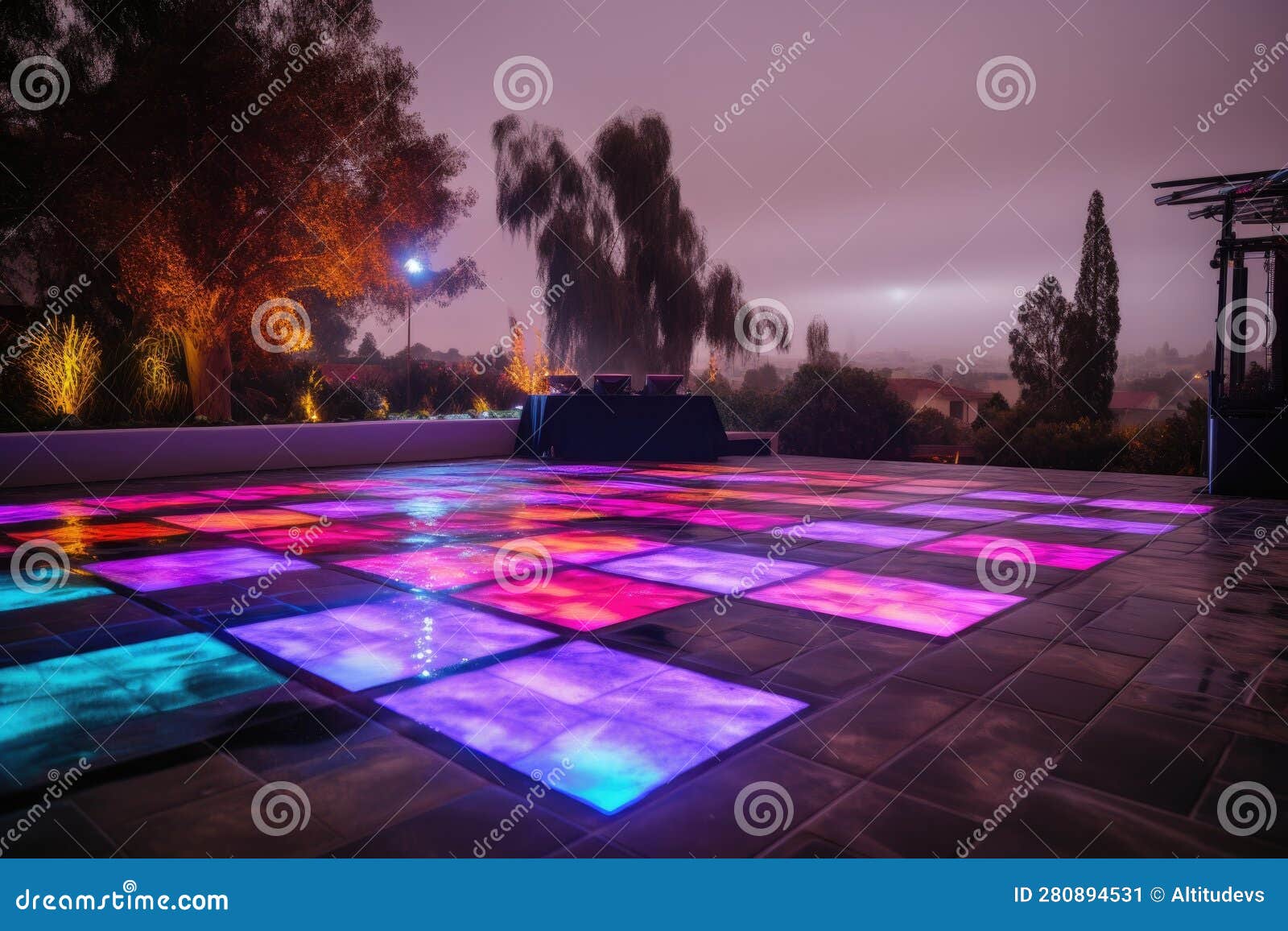 Modern Outdoor Dance Floor with Light and Smoke Effects for Special