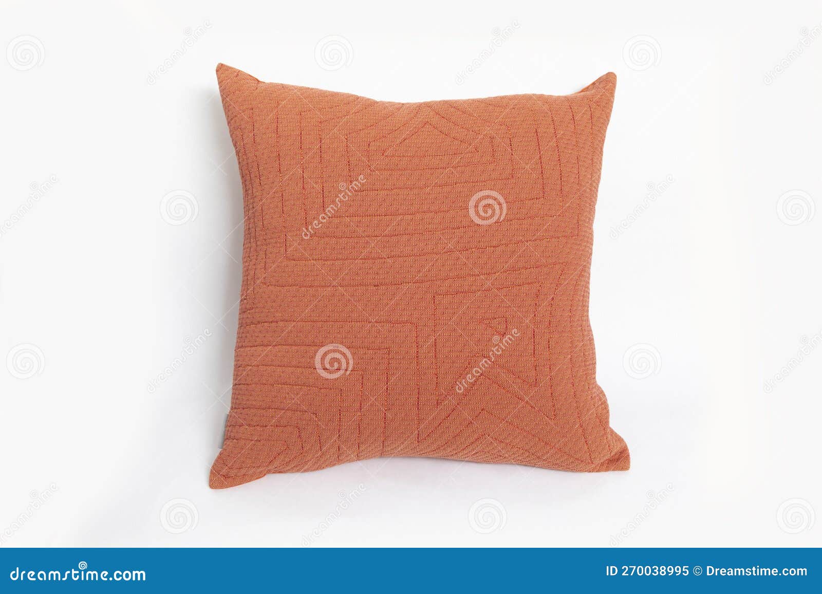 Modern Pattern Orange Pillow Isolated on White Background. Stock Image