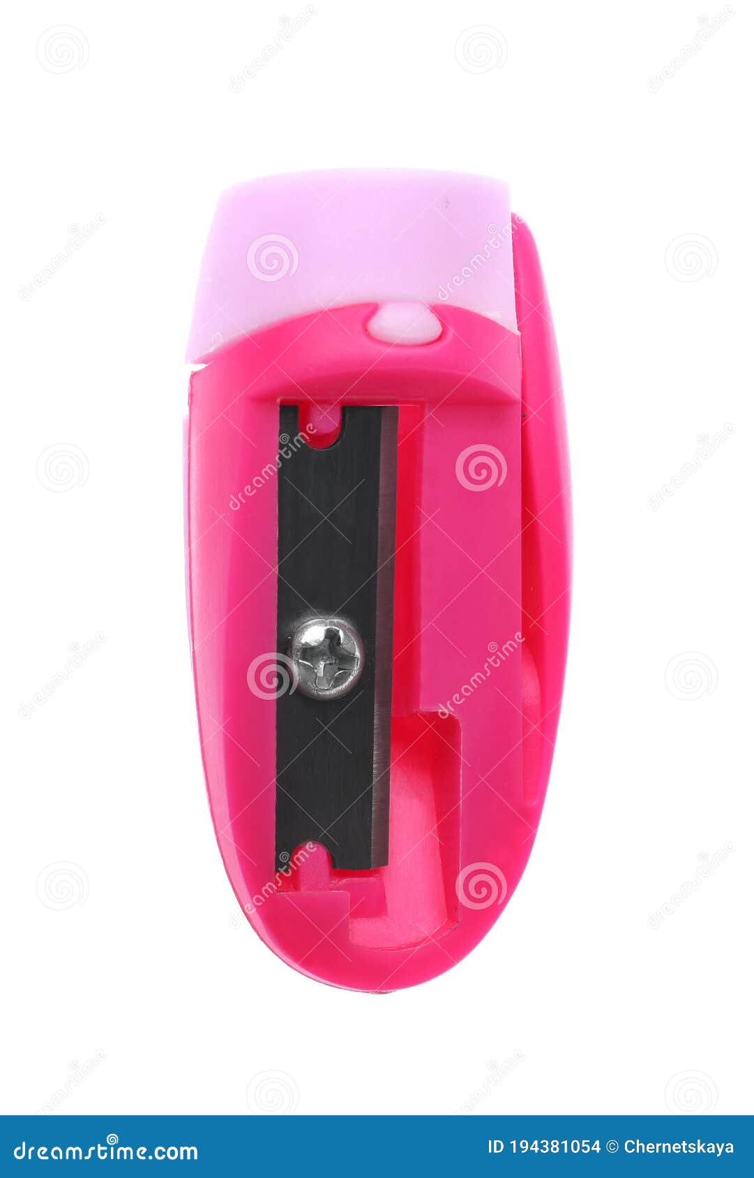 Modern Pencil Sharpener Isolated on White. School Stationery Stock