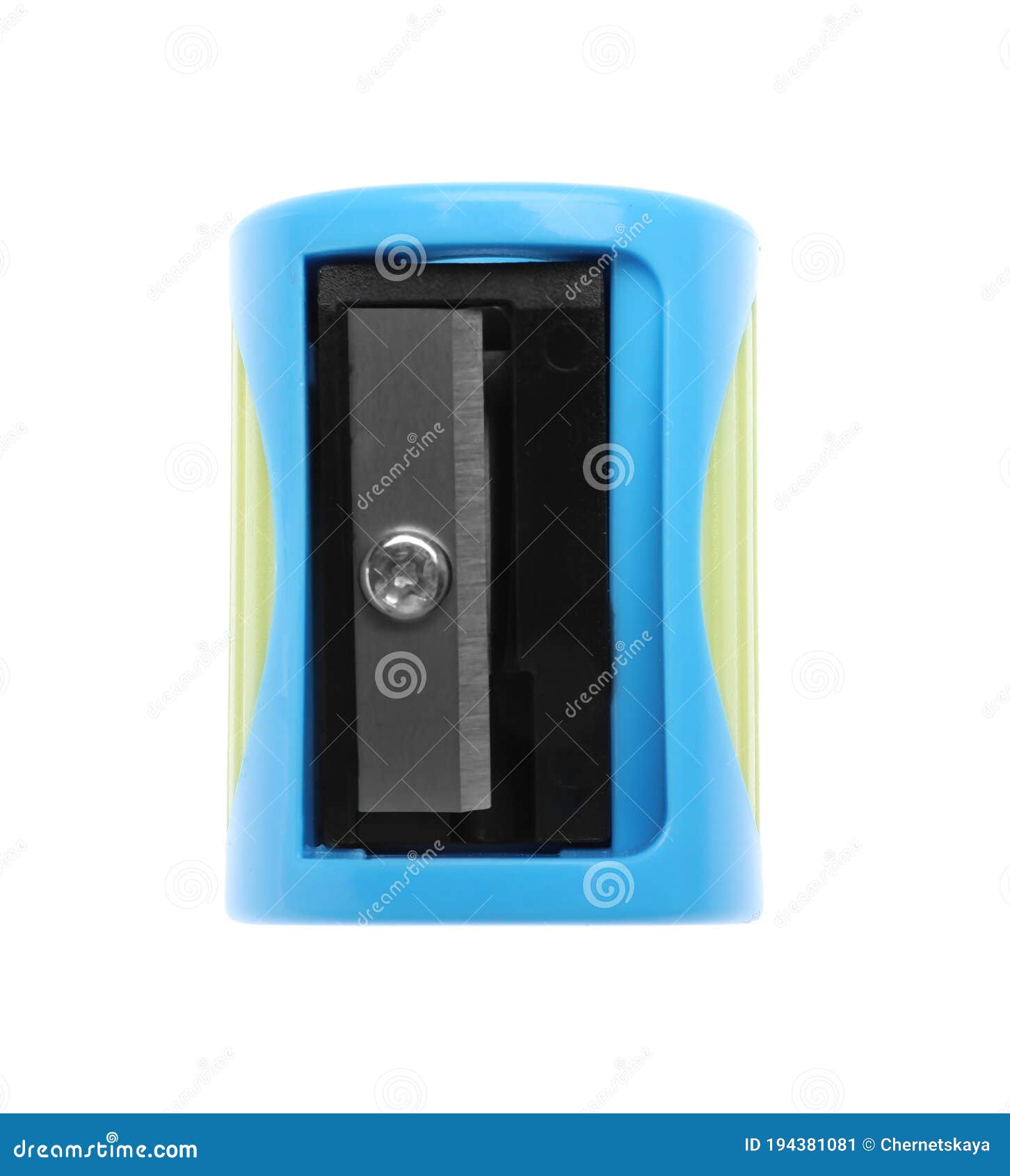 Modern Pencil Sharpener Isolated on White. School Stationery Stock