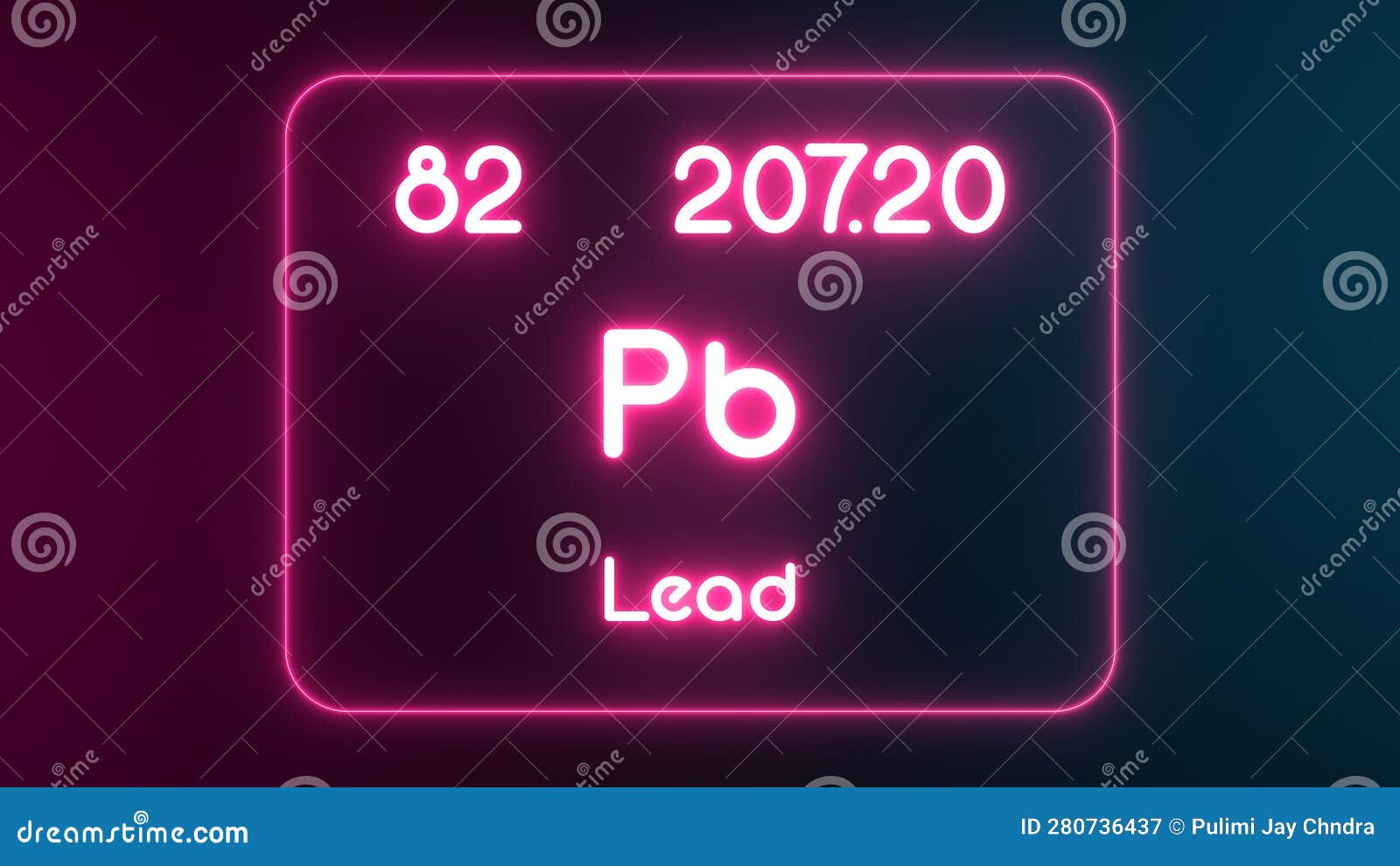 modern periodic table lead  neon text 