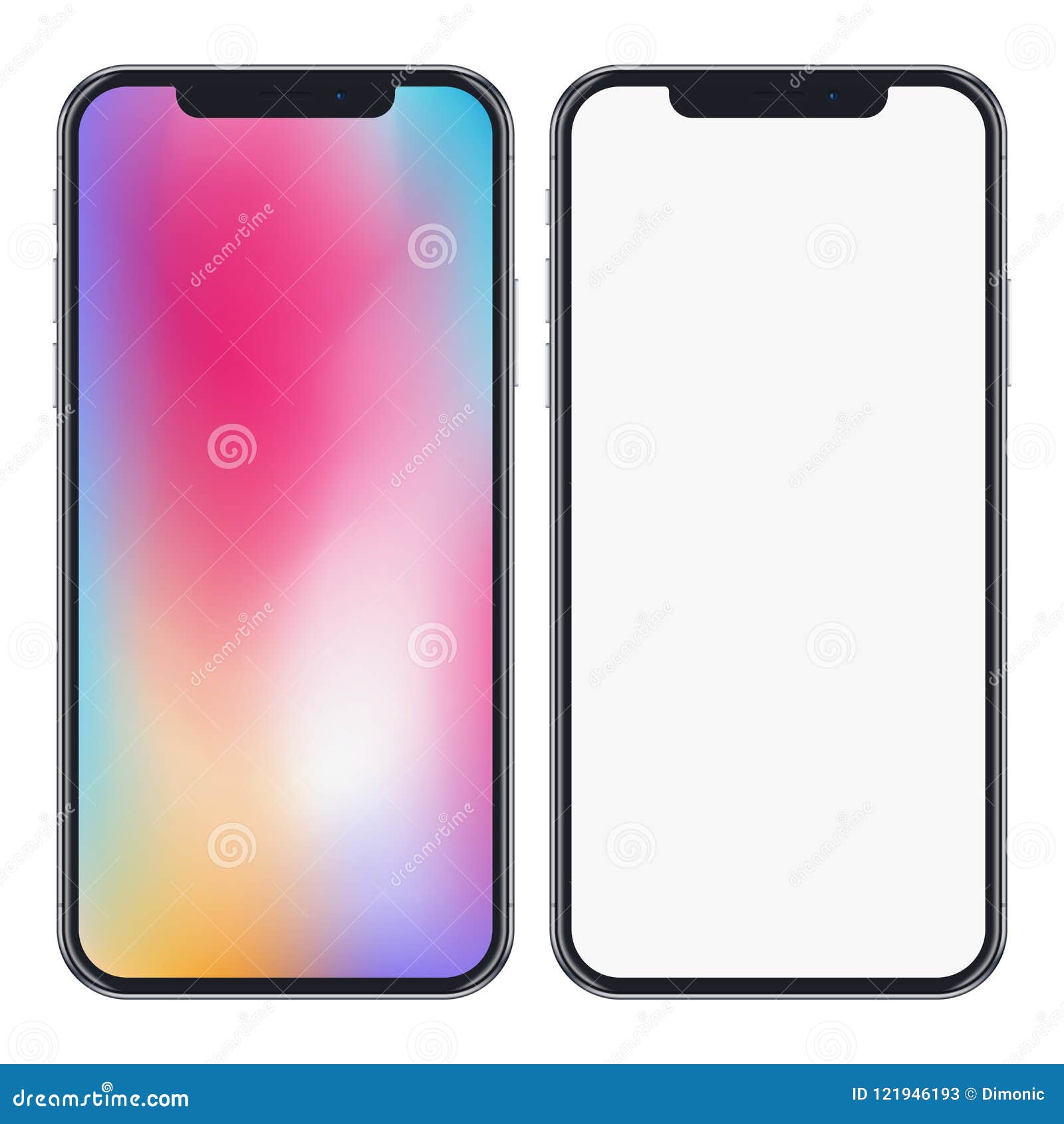 modern phone mockup  on white background. high detailed realistic smartphone and colorful screen. eps 10