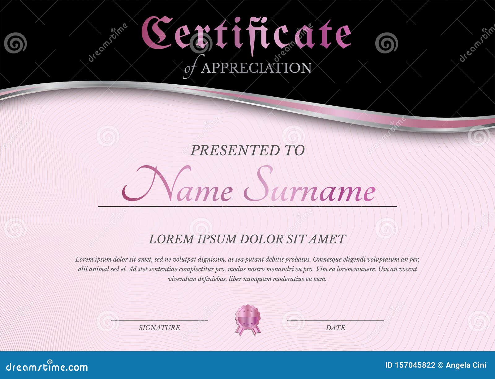Modern Pink Certificate Diploma Template Stock Vector Illustration of