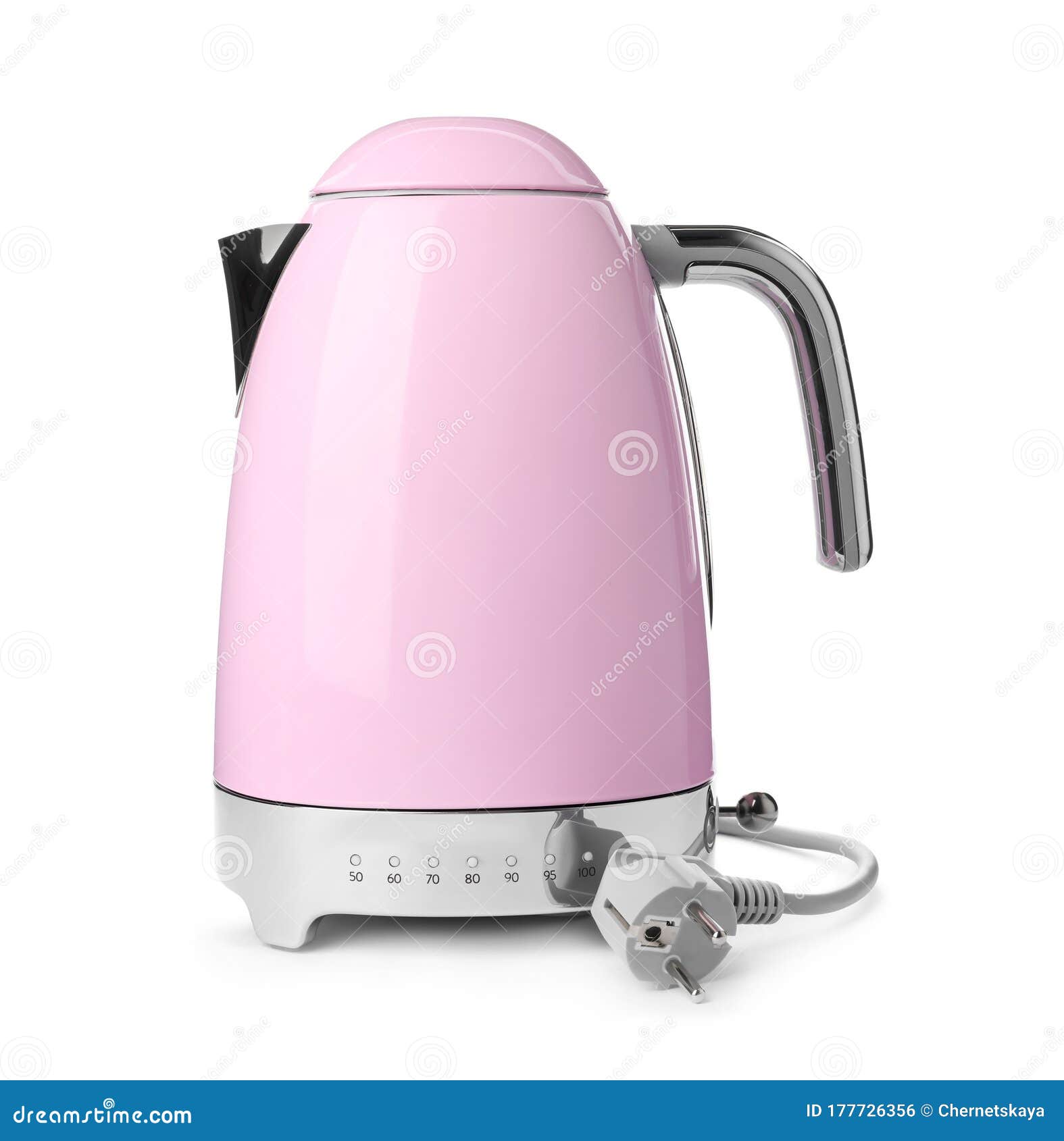 Modern Pink Electric Kettle with Base and Plug Isolated Stock Photo - Image  of beverage, metal: 177726356