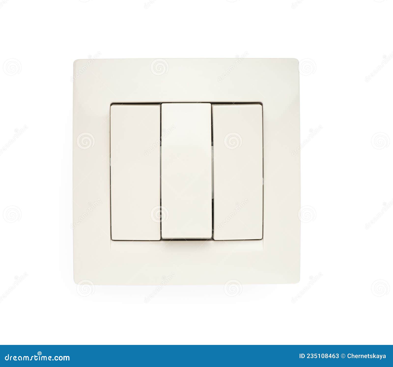 Modern Plastic Light Switch Isolated on White Stock Image Image of