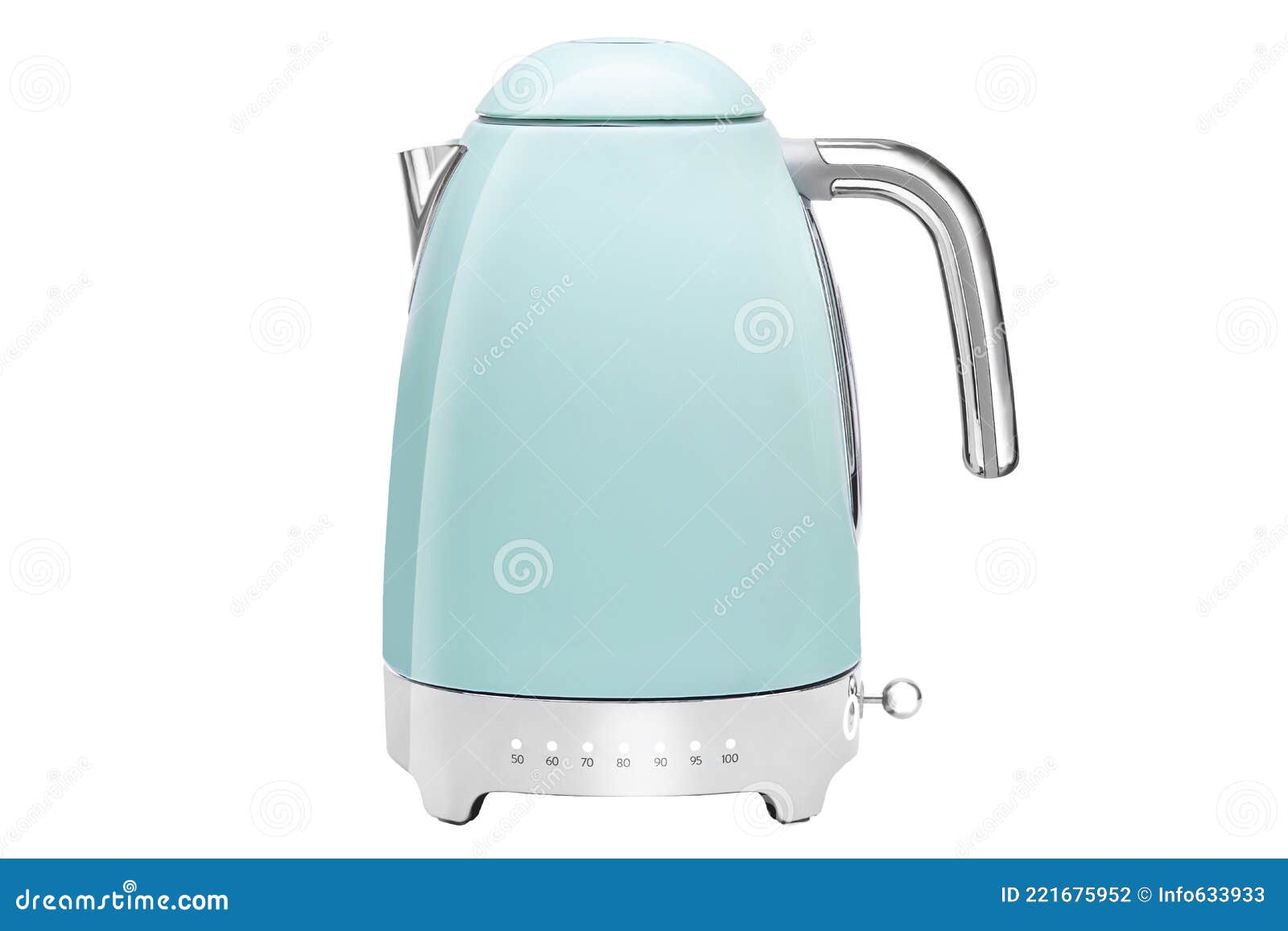 Modern Plastic Mint Blue Electric Kettle Isolated on White Background