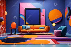 Modern Pop Art Interior Design With Bright Expressive Colours Stock 