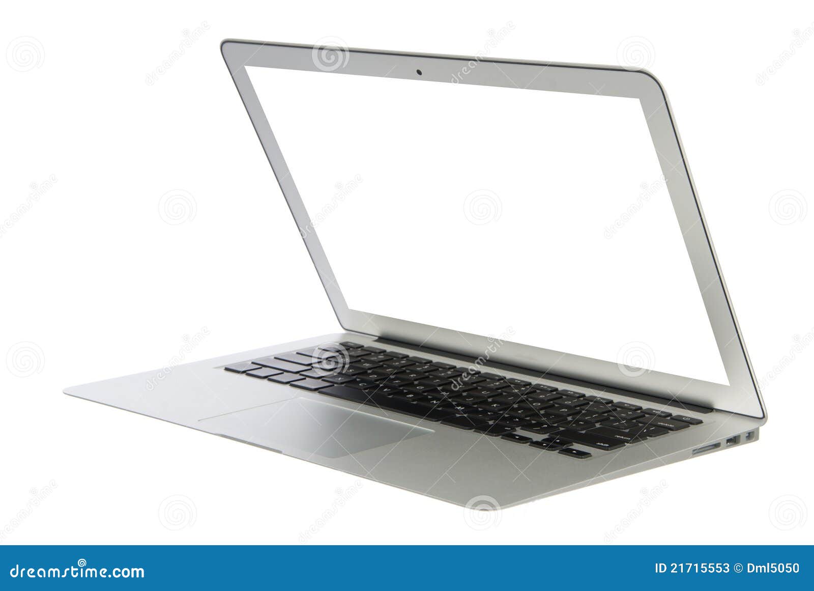 Modern popular business laptop notebook computer, light weight with clipping path and white screen isolated on a white background